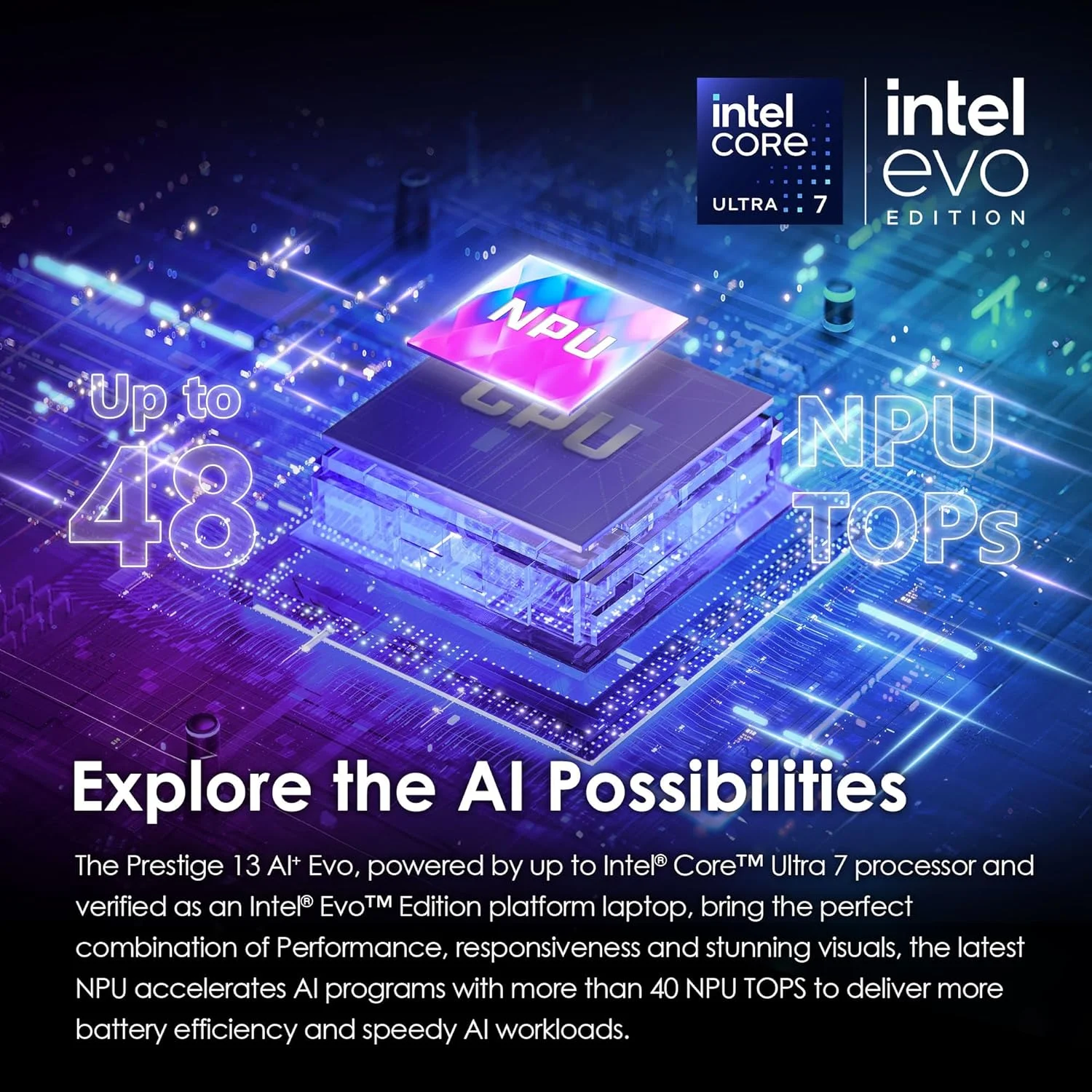 لپ تاپ تجاری MSI Prestige 13 AI+ Evo (2024) با صفحه نمایش 13.3 اینچی 2.8K OLED: پردازنده Intel Core Ultra 7-258V، کارت گرافیک Arc، حافظه رم 32 گیگابایتی LPDDR5x، حافظه اس اس دی 1 ترابایتی NVMe، پورت Thunderbolt 4، وای فای 7، و ویندوز 11 پرو: رنگ Stellar Gray مدل A2VMG-014US - تصویر 3