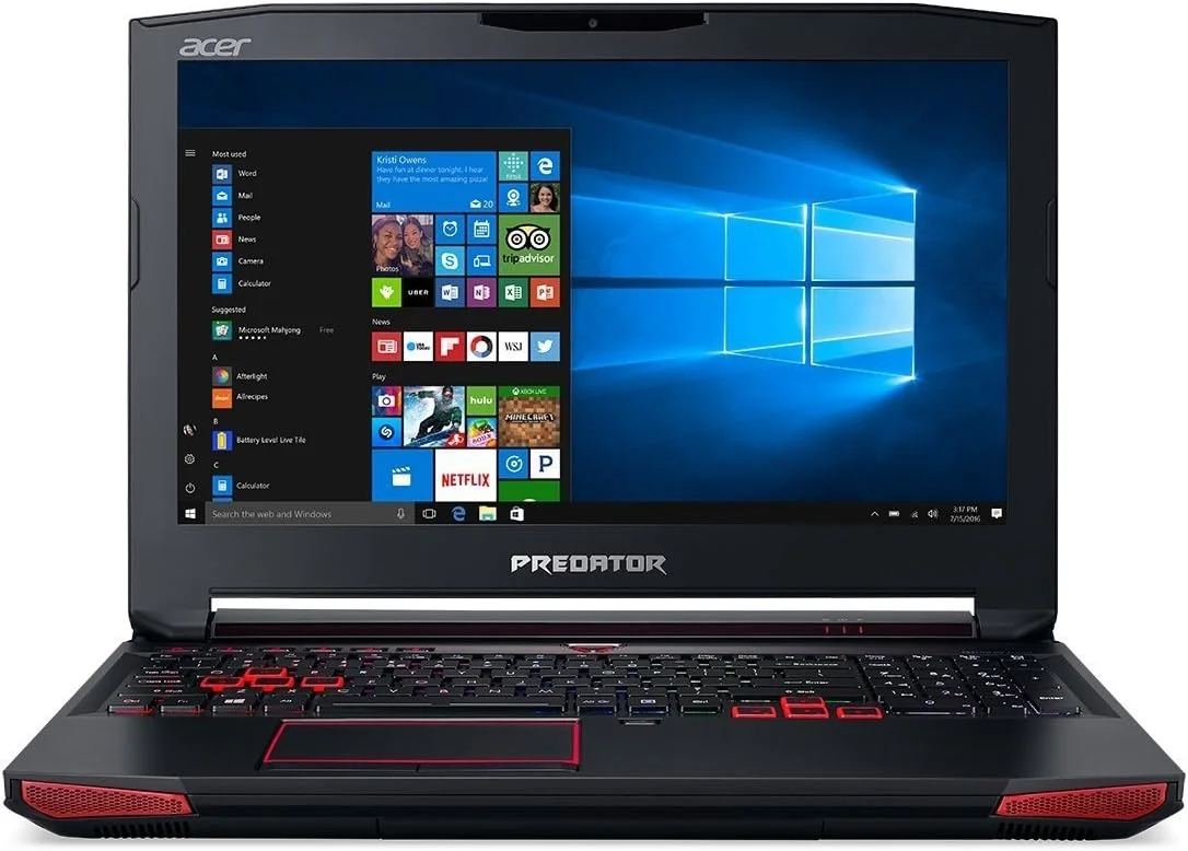 لپ تاپ گیمینگ Acer Predator 15، پردازنده Core i7، کارت گرافیک GeForce GTX 1070، صفحه نمایش 15.6 اینچ Full HD G-SYNC، رم 16 گیگابایت DDR4، حافظه SSD 256 گیگابایت، هارد دیسک 1 ترابایت، G9-593-71EH (بازسازی شده)