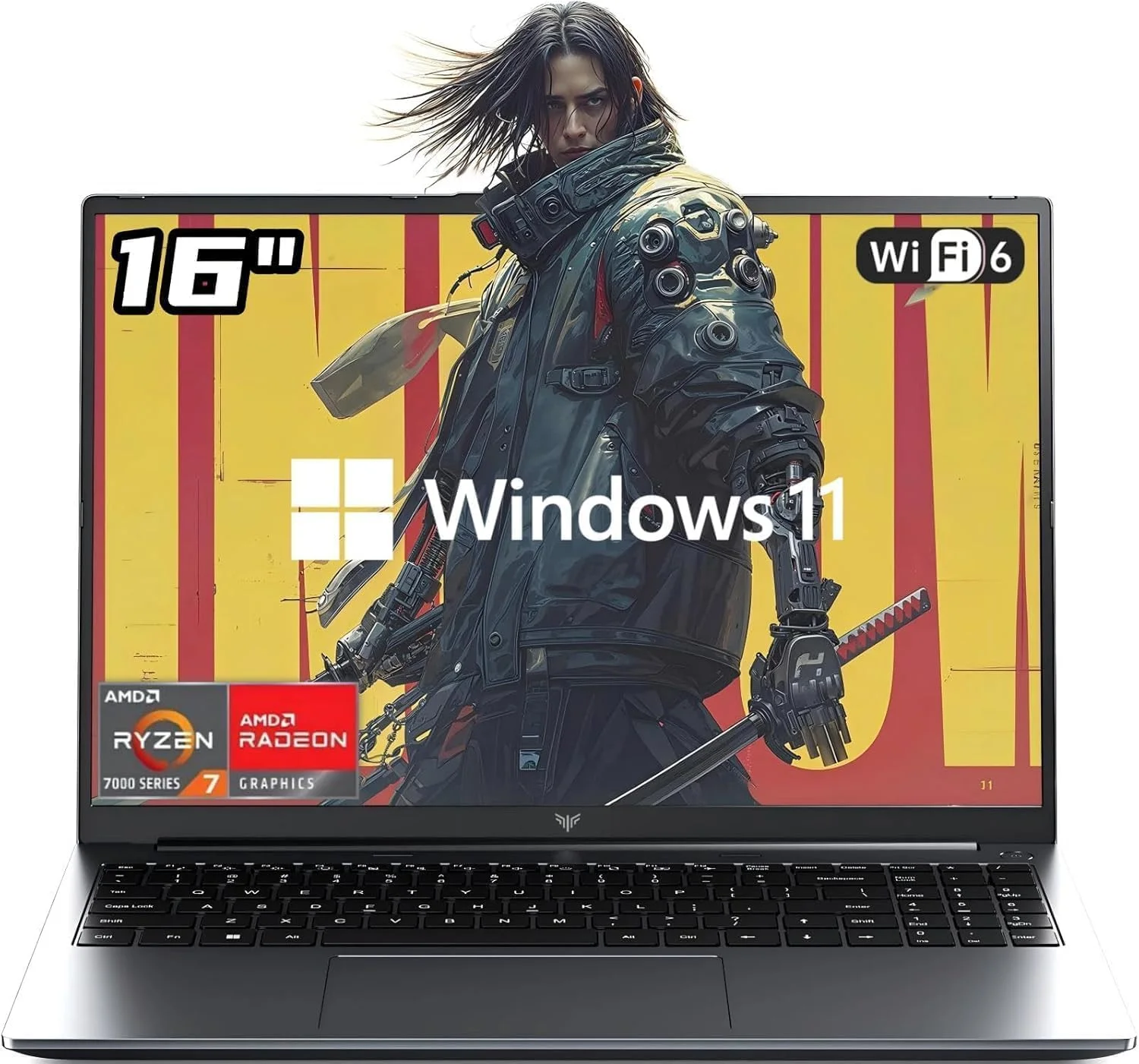لپ تاپ گیمینگ 16 اینچی AMD، لپ تاپ با صفحه نمایش FHD و پردازنده Ryzen 7 7735HS تا 4.75 گیگاهرتز، 16 گیگابایت رم، 512 گیگابایت ROM، ویندوز 11، HDMI، WiFi، بلوتوث، Type-C، وب کم، کیبورد با نور پس زمینه