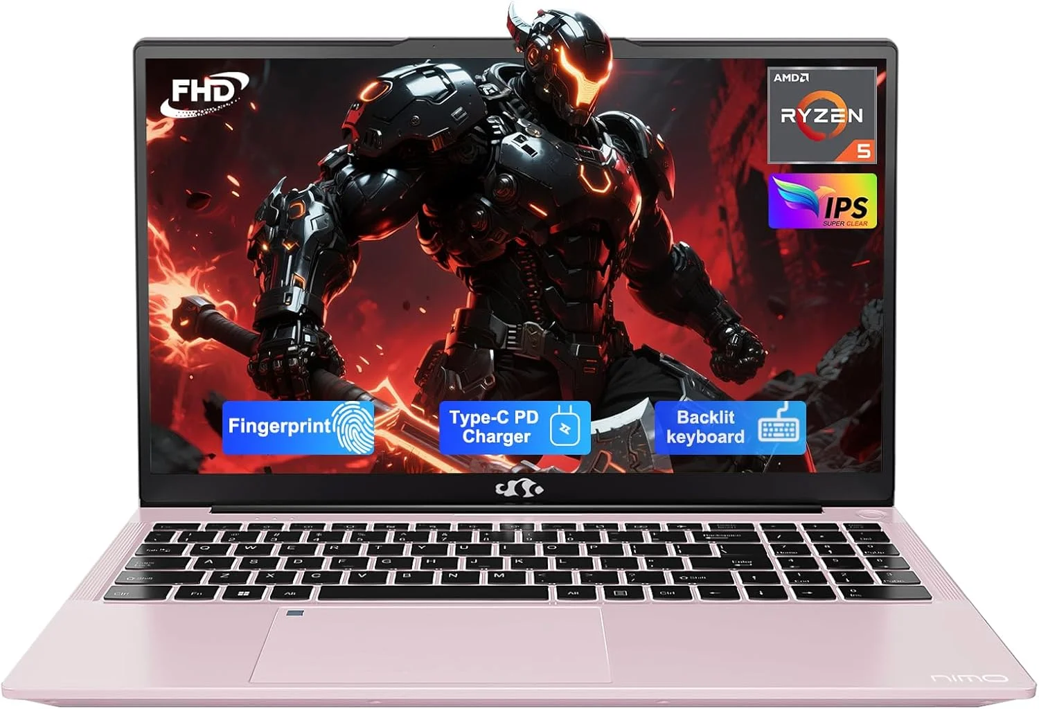 لپ تاپ 15.6 اینچی IPS FHD NIMO، رم 32 گیگابایتی، SSD 1 ترابایتی Ryzen 5 (بهتر از i5-1135G7، 4 هسته تا 3.7 گیگاهرتز) کامپیوتر دانشجویی با Type-C 65 واتی، حسگر اثر انگشت، کیبورد با نور پس زمینه، BT5.2، مناسب برای خانه