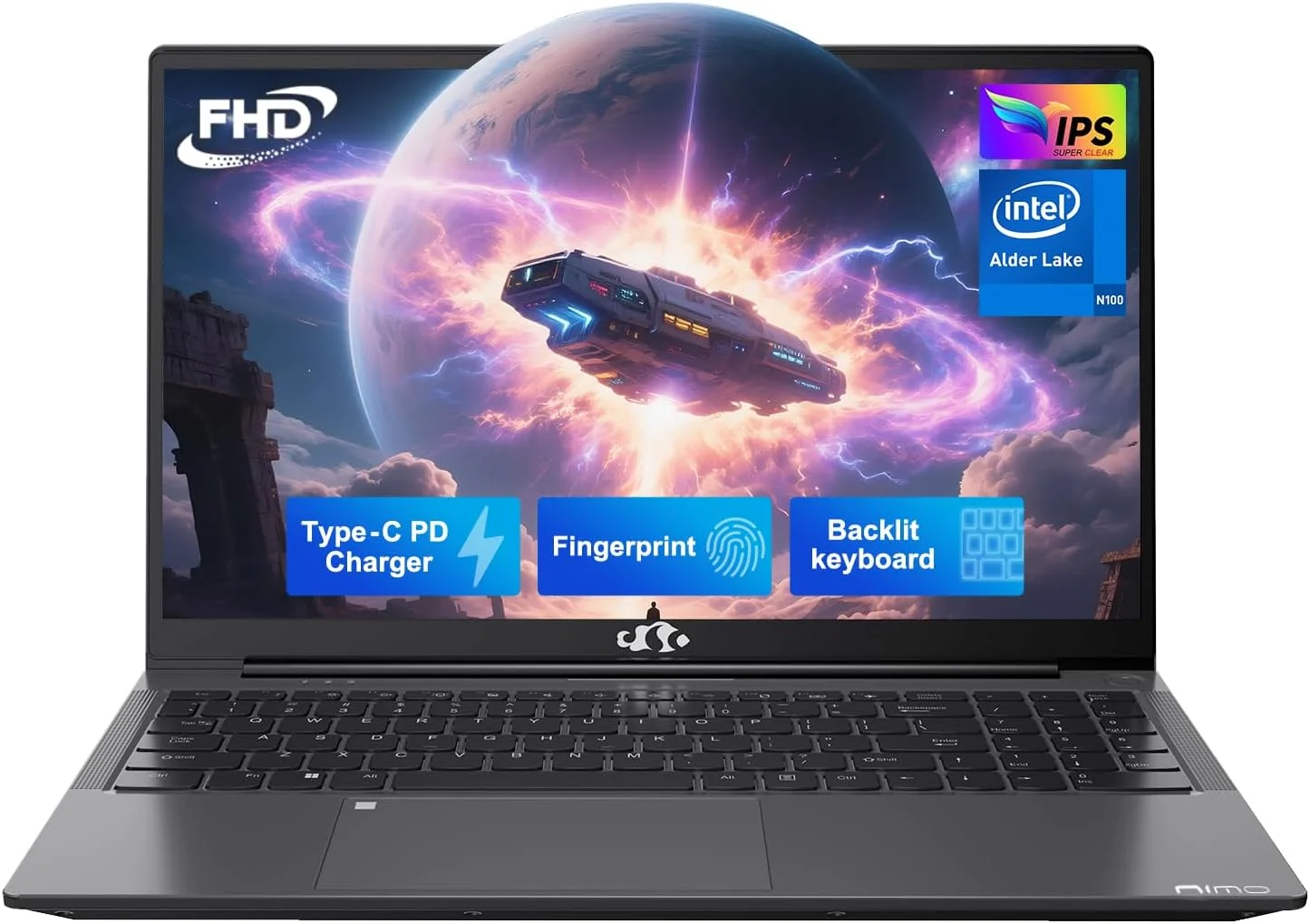 لپ تاپ 15.6 اینچی IPS FHD NIMO، پردازنده Pentium Quad Core N100، رم 16 گیگابایتی، SSD 1 ترابایتی (بهتر از i3-1115G4، تا 3.4 گیگاهرتز)، کامپیوتر با صفحه کلید دارای نور پس زمینه، حسگر اثر انگشت، شارژر Type-C، WiFi 6 BT5.2، مناسب برای دانش آموزان و استفاده خانگی