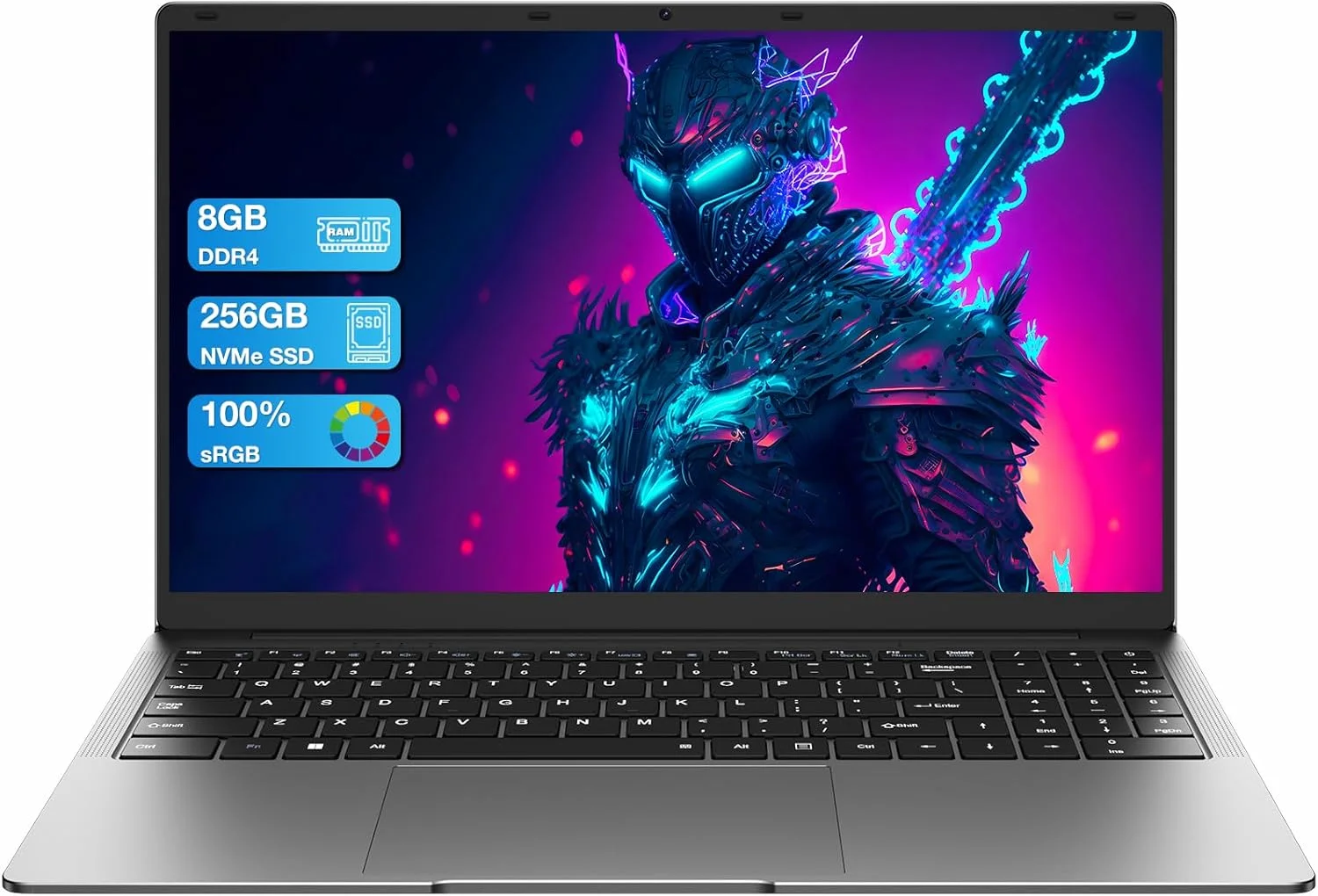 لپ تاپ 15.6 اینچی AE86، Celeron N4000، رم 8 گیگابایتی، SSD 256 گیگابایتی، صفحه نمایش Full HD 1080P، وای فای دو بانده، Mini HDMI، نوت بوک نقره ای باریک و سبک برای تجارت، مدرسه، خانه