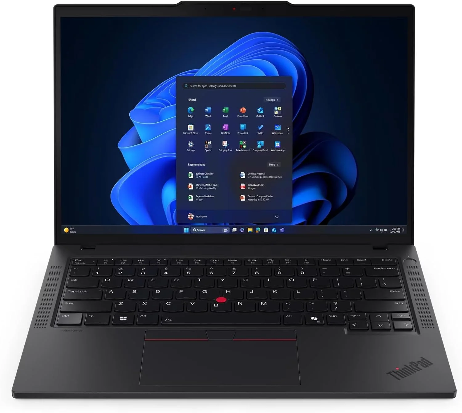 لپ تاپ لنوو ThinkPad T14 Gen6، پردازنده Ultra 7-255U، رم 16 گیگابایت، حافظه SSD 512 گیگابایت، صفحه نمایش 14 اینچی WUXGA IPS، گرافیک یکپارچه اینتل، کیبورد با نور پس زمینه، ویندوز 11 پرو