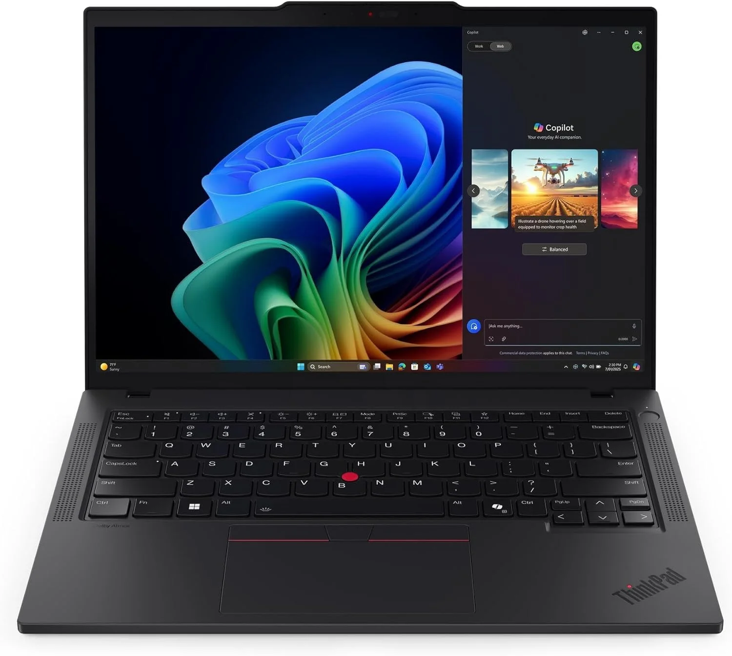 لنوو ThinkPad T14 Gen 6 Intel Core Ultra 7 268V vPro، صفحه نمایش لمسی 14 اینچی WUXGA (1920 x 1200)، 400 نیت، 32 گیگابایت رم DDR5، 1 ترابایت SSD، کارت گرافیک یکپارچه Arc Graphics 140V، کیبورد با نور پس زمینه، حسگر اثر انگشت، ویندوز 11 پرو