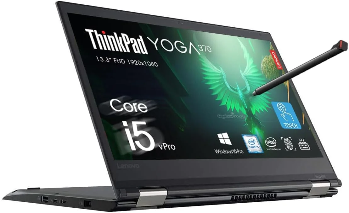لنوو ThinkPad Yoga 370 تبلت شو با قلم، پردازنده Intel Core i5-7300U، صفحه نمایش 13.3 اینچی FHD، رم 8 گیگابایتی، حافظه SSD 256 گیگابایتی، کیبورد با نور پس زمینه، حسگر اثر انگشت، Thunderbolt 3، کارت خوان MicroSD، ویندوز 11 - بازسازی شده