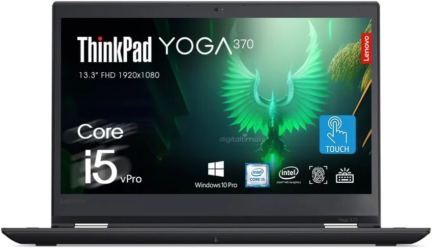 لنوو ThinkPad Yoga 370 تبلت شو با قلم، پردازنده Intel Core i5-7300U، صفحه نمایش 13.3 اینچی FHD، رم 8 گیگابایتی، حافظه SSD 256 گیگابایتی، کیبورد با نور پس زمینه، حسگر اثر انگشت، Thunderbolt 3، کارت خوان MicroSD، ویندوز 11 - بازسازی شده