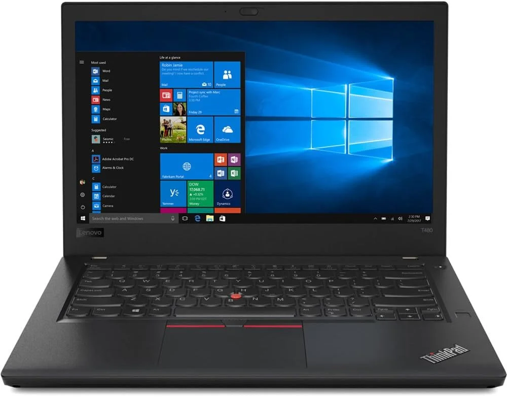 لپ تاپ تجاری ۱۴ اینچی لمسی Lenovo ThinkPad T480 (بازسازی شده) | پردازنده Core i5-8250U نسل هشتم | رم ۸ گیگابایتی DDR4 | حافظه SSD ۲۵۶ گیگابایتی | ویندوز ۱۱ (نوسازی شده)
