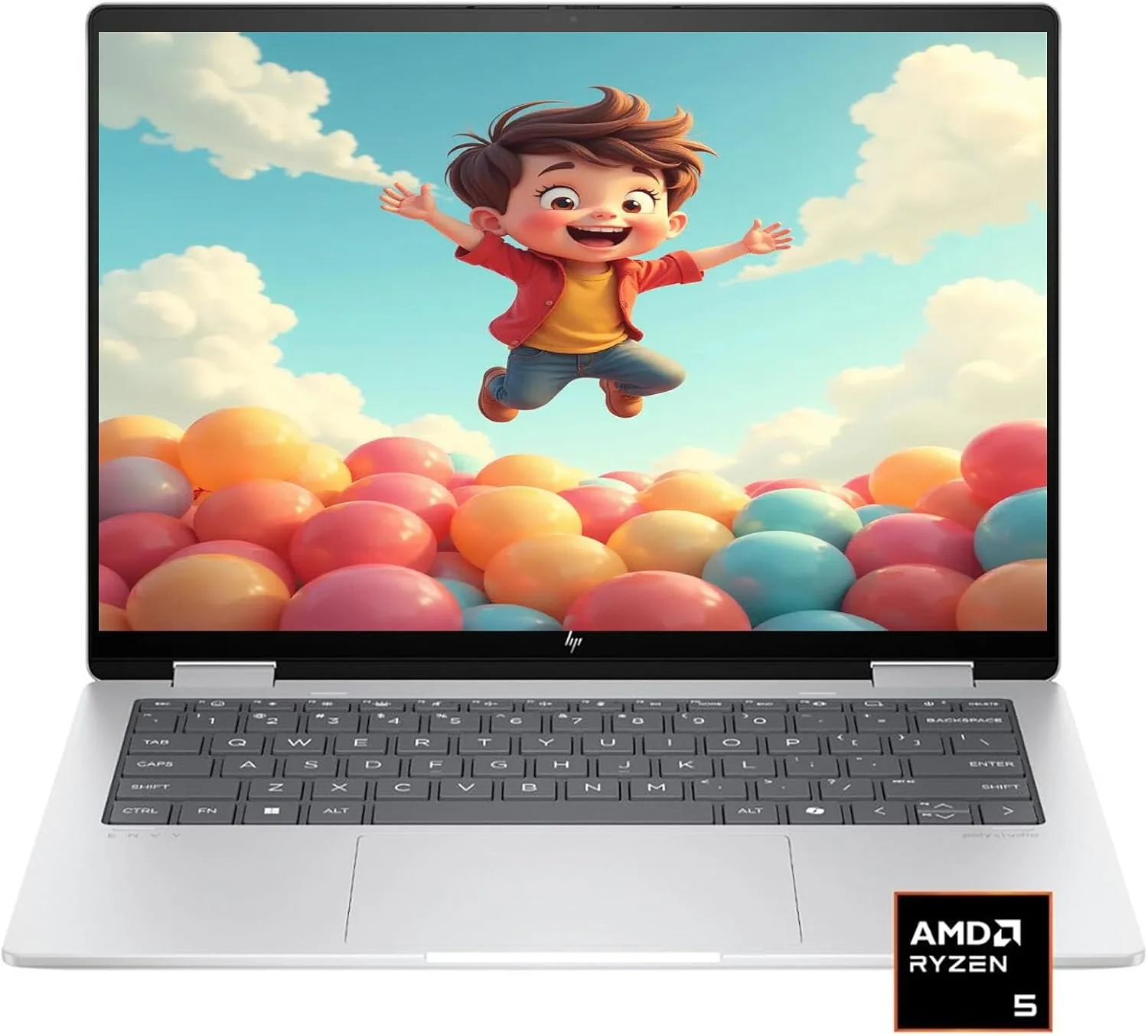 لپ تاپ HP Envy X360 14 اینچی 2 در 1 FHD+ IPS لمسی AI، AMD Ryzen 5 8640HS (بهتر از i7-1255u) تا 4.9 گیگاهرتز، 16 گیگابایت رم 512 گیگابایت SSD، کیبورد با نور پس زمینه، WiFi 6E، ویندوز 11 (جعبه باز)