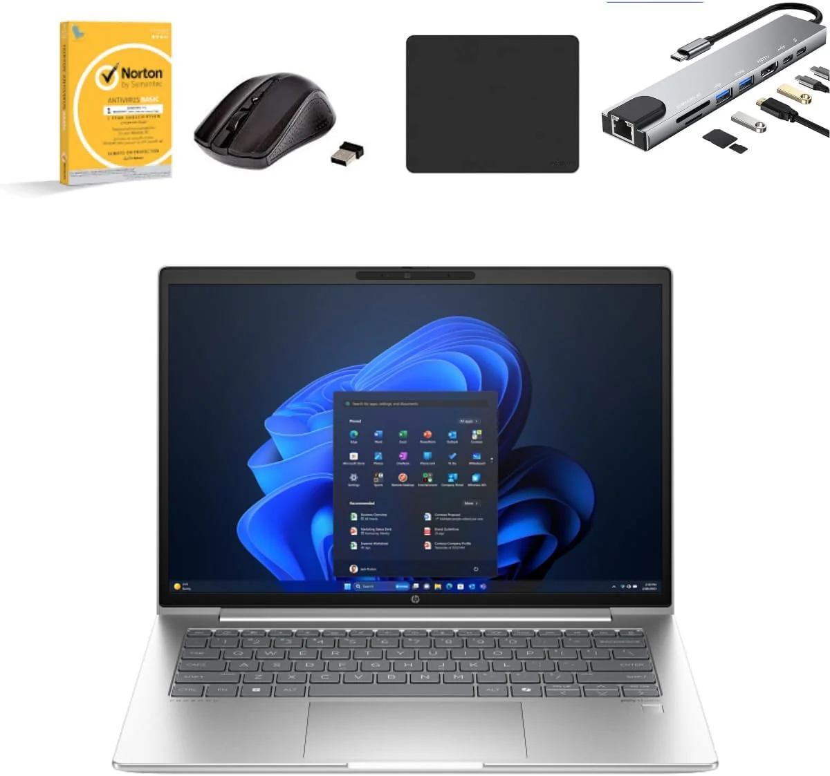 لپ تاپ HP ProBook 440 G11، صفحه نمایش 14 اینچی WUXGA، پردازنده Intel Core Ultra 5 125U، رم 16 گیگابایتی DDR5، حافظه SSD 1 ترابایتی، گرافیک یکپارچه Intel، ویندوز 11 پرو، همراه با هاب 8 در 1 Type-C، ماوس بی سیم، پد ماوس و آنتی ویروس
