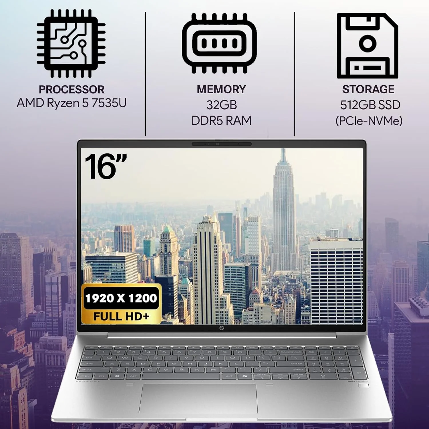 لپ تاپ تجاری HP ProBook 465 460 G11 با صفحه نمایش 16 اینچی FHD+، پردازنده AMD Ryzen 5 7535U، رم 32 گیگابایتی DDR5، حافظه 512 گیگابایتی NVMe، Wi-Fi 6E، RJ-45، وب کم، کیبورد با نور پس زمینه، ویندوز 11 پرو - پلاستیک نقره ای پایک - تصویر 3 لپ تاپ تجاری HP ProBook 465 460 G11 با صفحه نمایش 16 اینچی FHD+، پردازنده AMD Ryzen 5 7535U، رم 32 گیگابایتی DDR5، حافظه 512 گیگابایتی NVMe، Wi-Fi 6E، RJ-45، وب کم، کیبورد با نور پس زمینه، ویندوز 11 پرو - پلاستیک نقره ای پایک - تصویر 3
