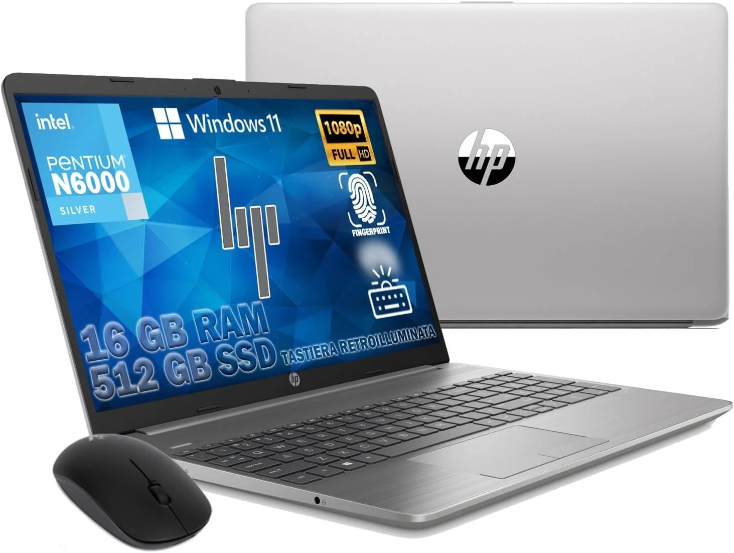 لپ تاپ HP 250 G9 مدل 2024 فوق العاده بی صدا، رم 16 گیگابایت، SSD 512 گیگابایت، صفحه نمایش 15.6 اینچی فول اچ دی، پردازنده اینتل N6000 4 هسته ای 3.3 گیگاهرتز، کیبورد با نور پس زمینه، حسگر اثر انگشت، ویندوز 11 پرو، Libre Office، آماده استفاده