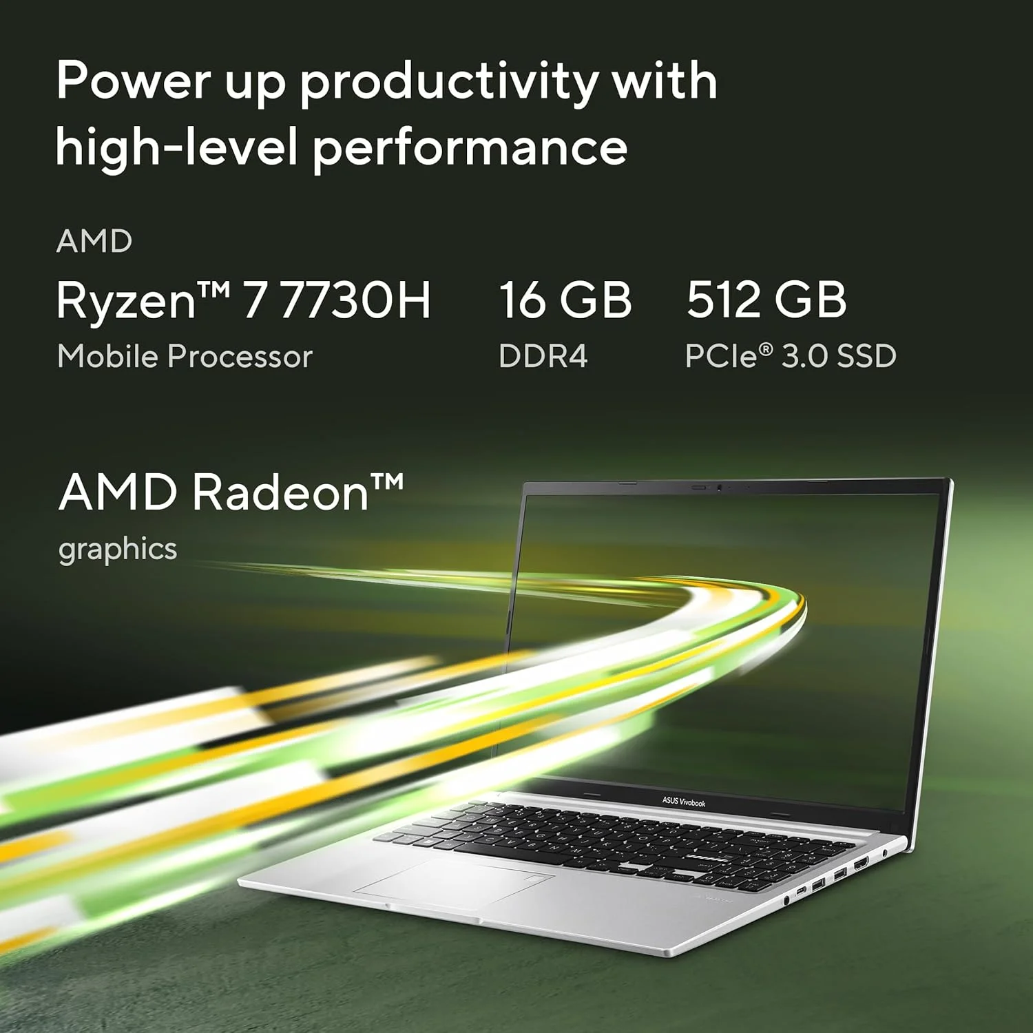 لپ تاپ ASUS Vivobook 15 (آبی آرام) | AMD Ryzen 7 7730U، گرافیک AMD Radeon، رم 16 گیگابایت، SSD 512 گیگابایت، صفحه نمایش 15.6 اینچی FHD، ویندوز 11 [M1502YA-BQ137W] - تصویر 2