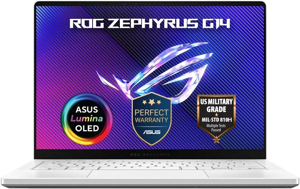 لپ تاپ گیمینگ ایسوس ROG Zephyrus G14 (سفید پلاتینیوم) | AMD Ryzen AI 9 HX 370، NVIDIA RTX 5070 Ti 12GB، رم 32GB، نمایشگر 14 اینچی 3K OLED 120Hz، ویندوز 11 [GA403WR-AI-OLED9321W]