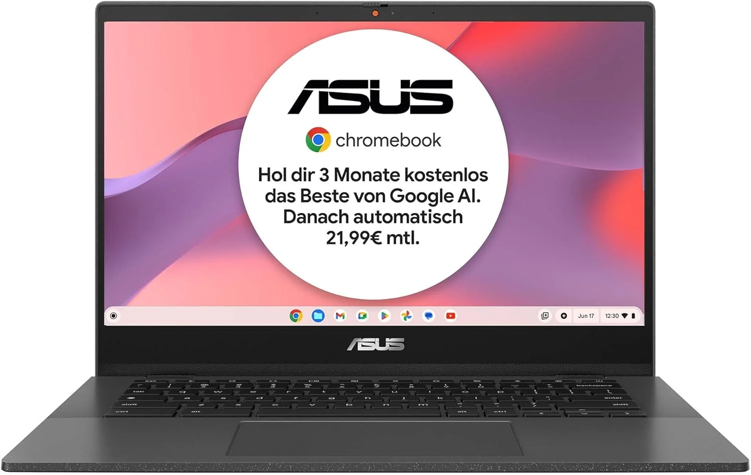 لپ تاپ ASUS Chromebook CM1 | صفحه نمایش 14 اینچی ضد تابش نور | MediaTek Kompanio 510 | 4 گیگابایت رم | 128 گیگابایت eMMC | ARM G52 MC2 | ChromeOS | صفحه کلید QWERTZ | خاکستری - تصویر 2