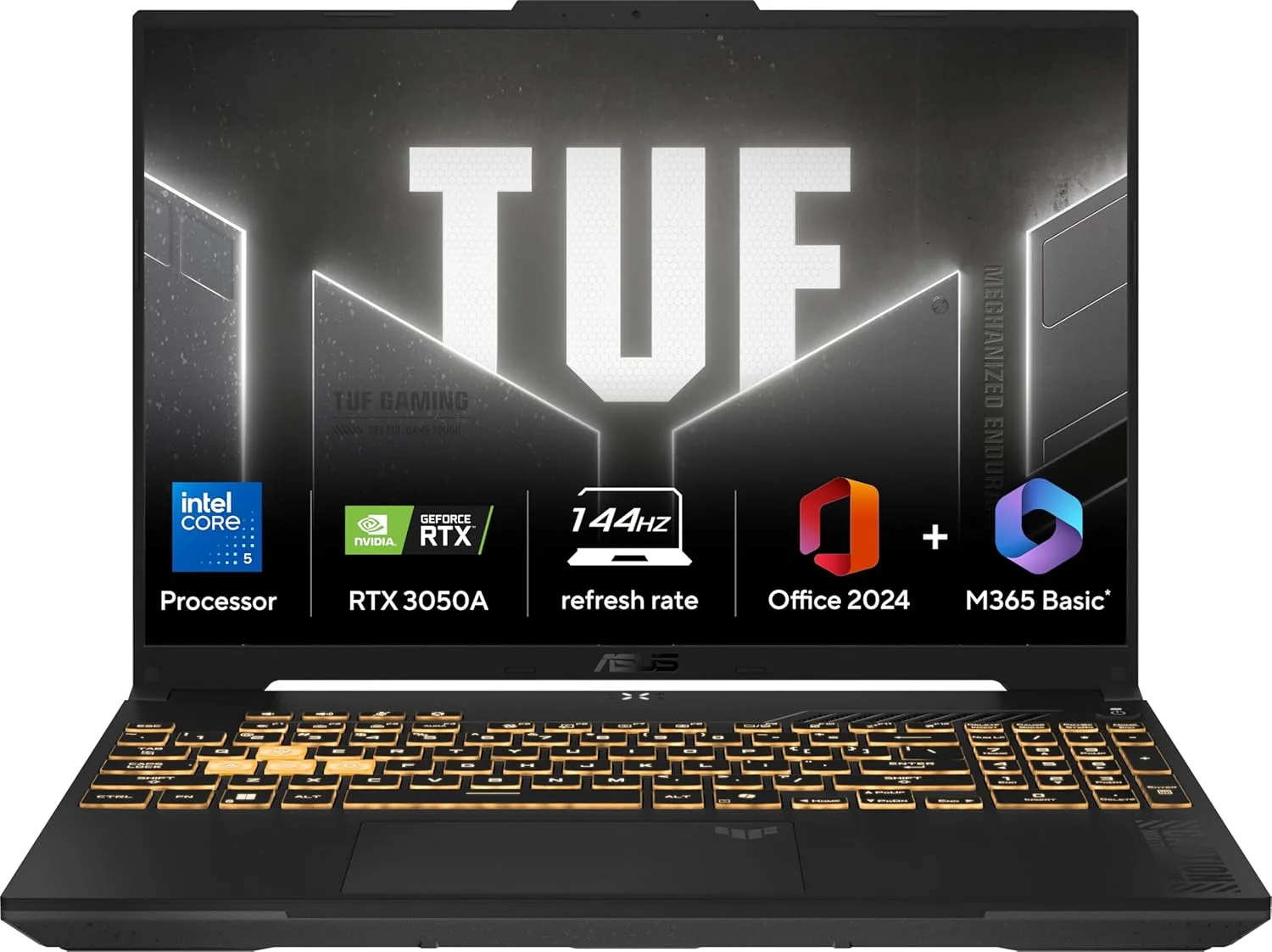 لپ تاپ گیمینگ 16 اینچی ASUS TUF Gaming F16 (FX607VU-RL001W) FHD+ 144Hz - پردازنده Intel Core 5-210H، رم 16 گیگابایتی، SSD 512 گیگابایتی، کارت گرافیک NVIDIA GeForce RTX 3050، خاکستری مکانیکی، ویندوز 11 هوم