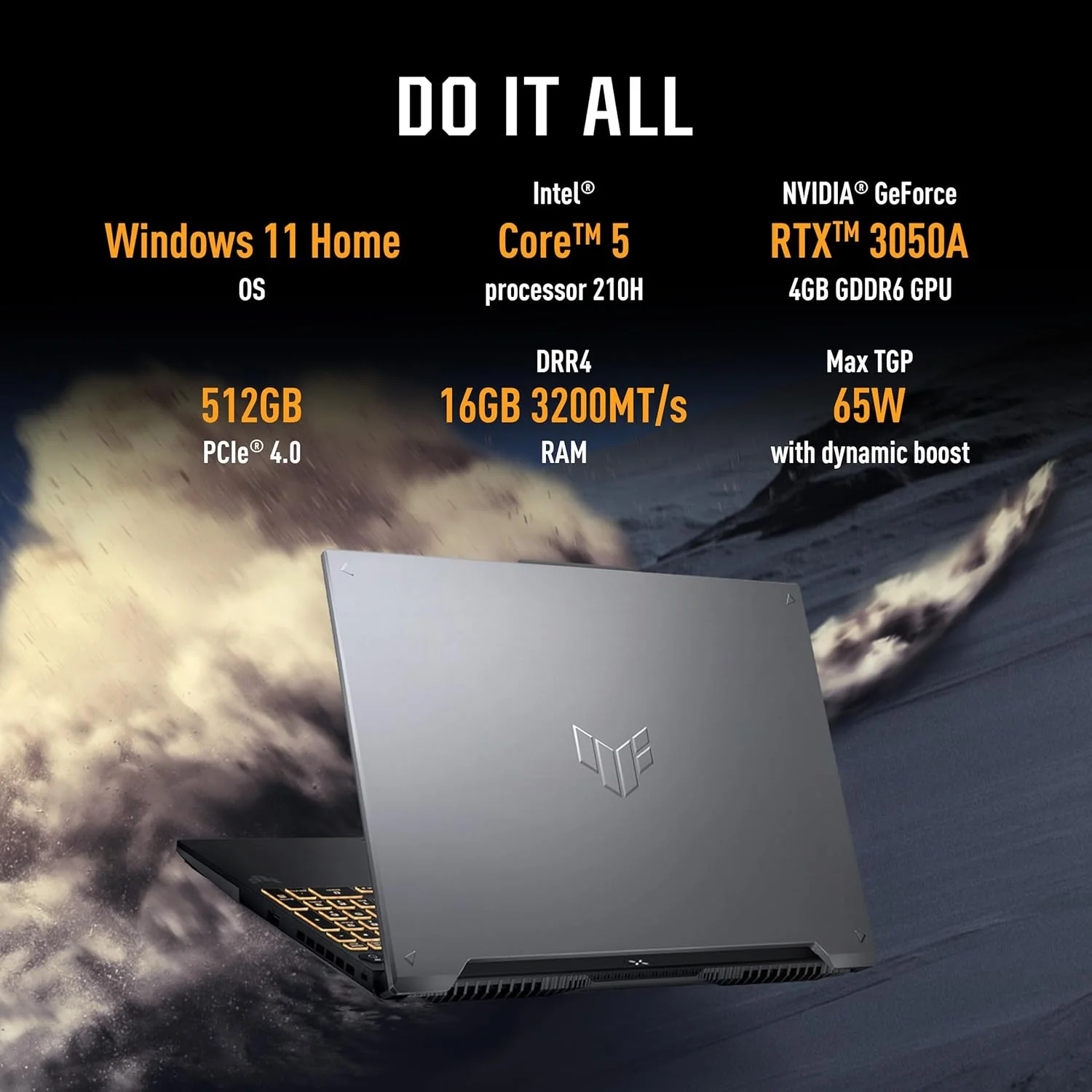 لپ تاپ گیمینگ 16 اینچی ASUS TUF Gaming F16 (FX607VU-RL001W) FHD+ 144Hz - پردازنده Intel Core 5-210H، رم 16 گیگابایتی، SSD 512 گیگابایتی، کارت گرافیک NVIDIA GeForce RTX 3050، خاکستری مکانیکی، ویندوز 11 هوم - تصویر 3 لپ تاپ گیمینگ 16 اینچی ASUS TUF Gaming F16 (FX607VU-RL001W) FHD+ 144Hz - پردازنده Intel Core 5-210H، رم 16 گیگابایتی، SSD 512 گیگابایتی، کارت گرافیک NVIDIA GeForce RTX 3050، خاکستری مکانیکی، ویندوز 11 هوم - تصویر 3