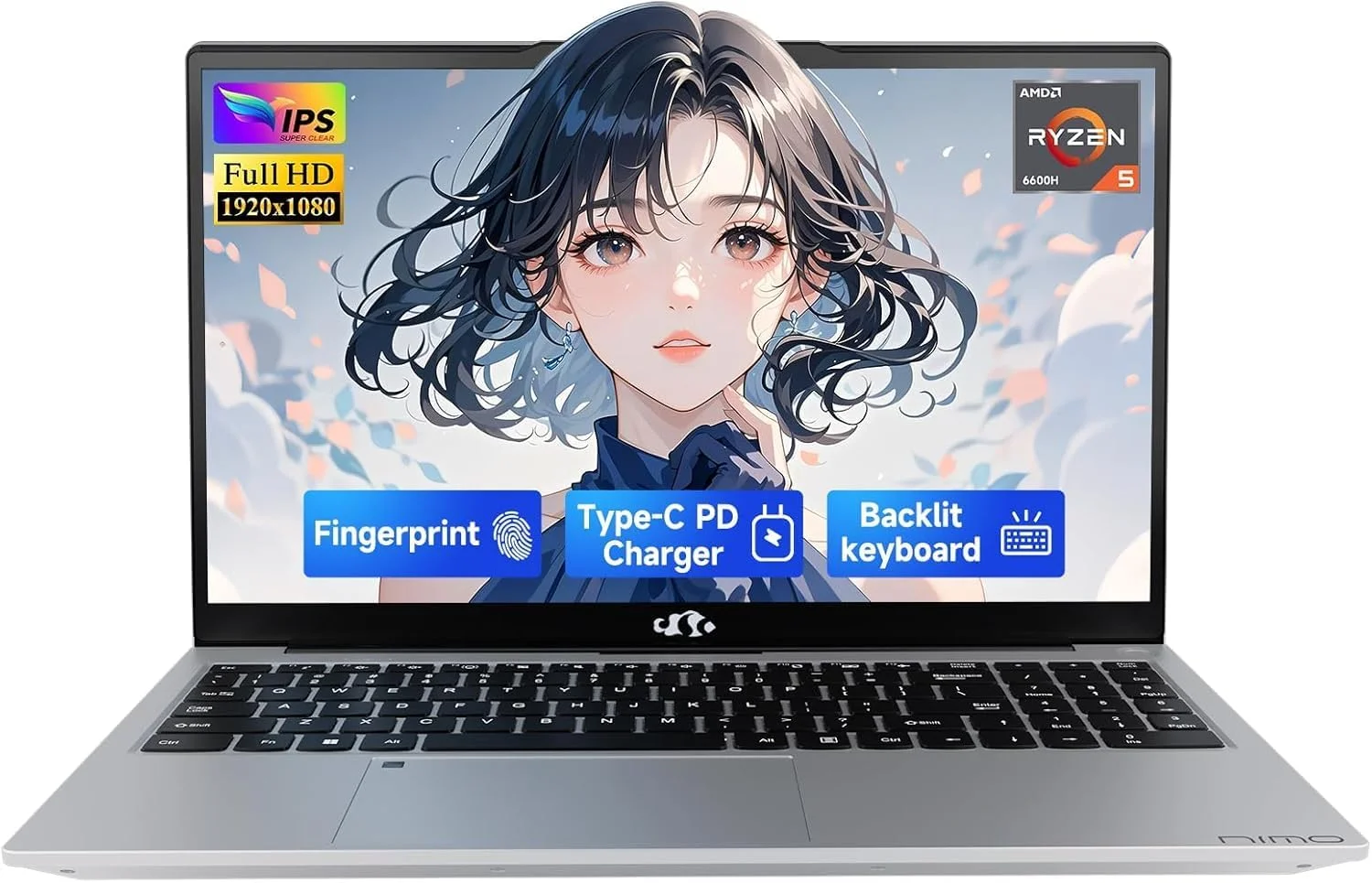 لپ تاپ گیمینگ 17.3 اینچی NIMO، Ryzen 9 8945HS، رم 64 گیگابایت، SSD 2 ترابایت (بهتر از i9-13900H)، Radeon 780M GPU، کامپیوتر با Type-C 100W، مجهز به هوش مصنوعی برای Copilot VR، دارای نور پس زمینه صفحه کلید، حسگر اثر انگشت، کامپیوتر هوش مصنوعی مناسب دانشجویان و کسب و کار