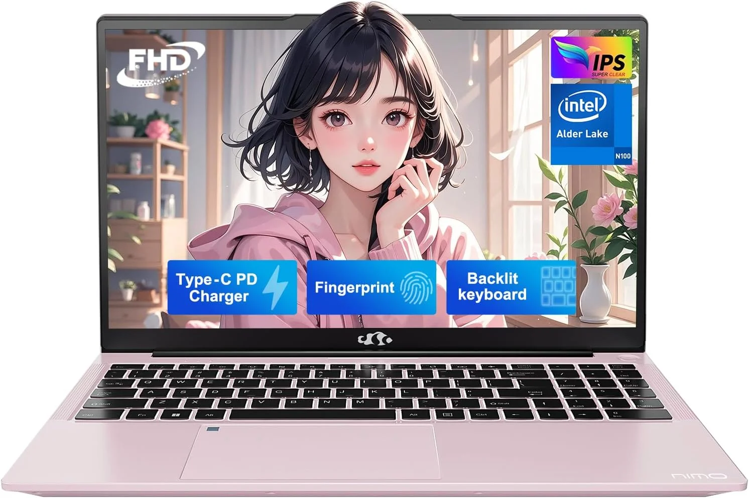لپ تاپ 15.6 اینچی IPS FHD NIMO، پردازنده چهارهسته‌ای Intel Pentium N100، رم 4 گیگابایتی، SSD 128 گیگابایتی (بهتر از i3-1115G4، تا 3.4 گیگاهرتز)، کامپیوتر با صفحه کلید دارای نور پس زمینه، حسگر اثر انگشت، شارژر Type-C، WiFi 6 BT5.2، مناسب برای دانش آموزان و استفاده خانگی