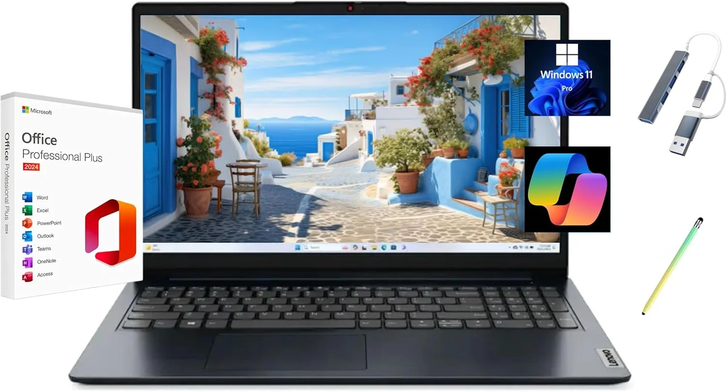 لپ تاپ لنوو IdeaPad 1 15IRU7، پردازنده Intel Core i5-1335U | رم 8 گیگابایتی DDR4 | حافظه اس اس دی 512 گیگابایتی NVMe m.2 | گرافیک Intel Iris Xe | صفحه نمایش 15.6 اینچی FHD | Wi-Fi 6, 802.11ax 2x2 + BT5.1 | ویندوز 11 به همراه کیف لپ تاپ B210