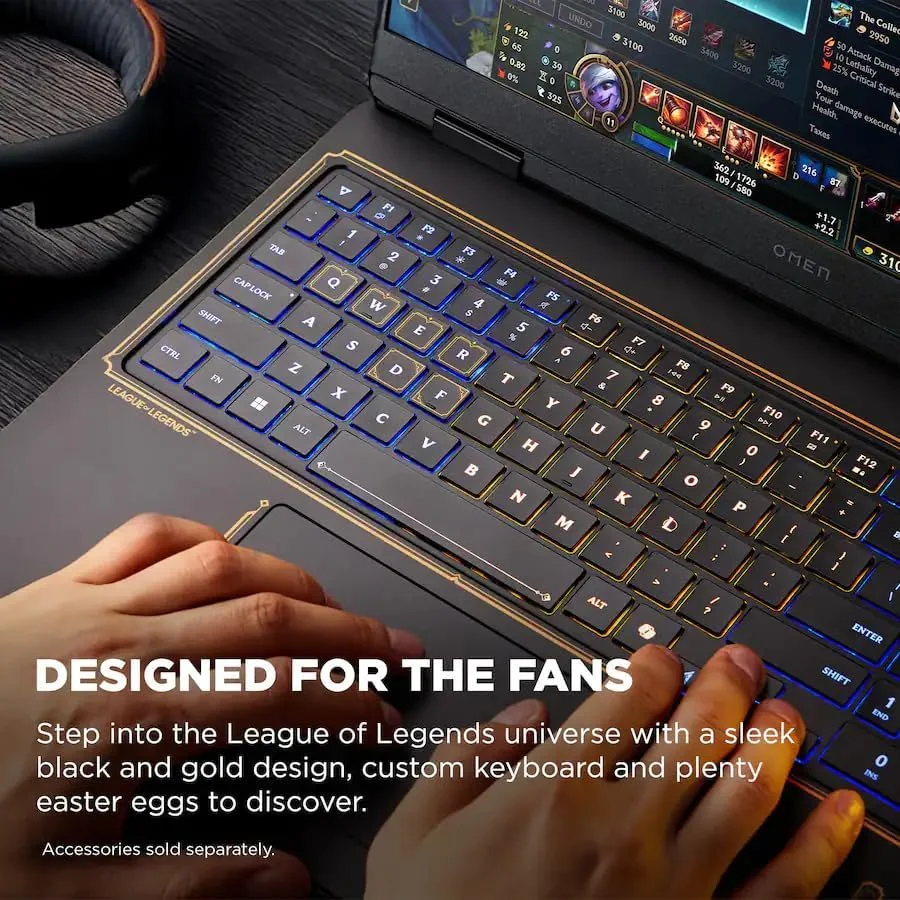 لپ تاپ گیمینگ 16 اینچی HP OMEN League of Legends نسخه محدود، Intel Core i7-14650HX، رم 32 گیگابایتی، GeForce RTX 5060، SSD 1 ترابایتی، مشکی سایه