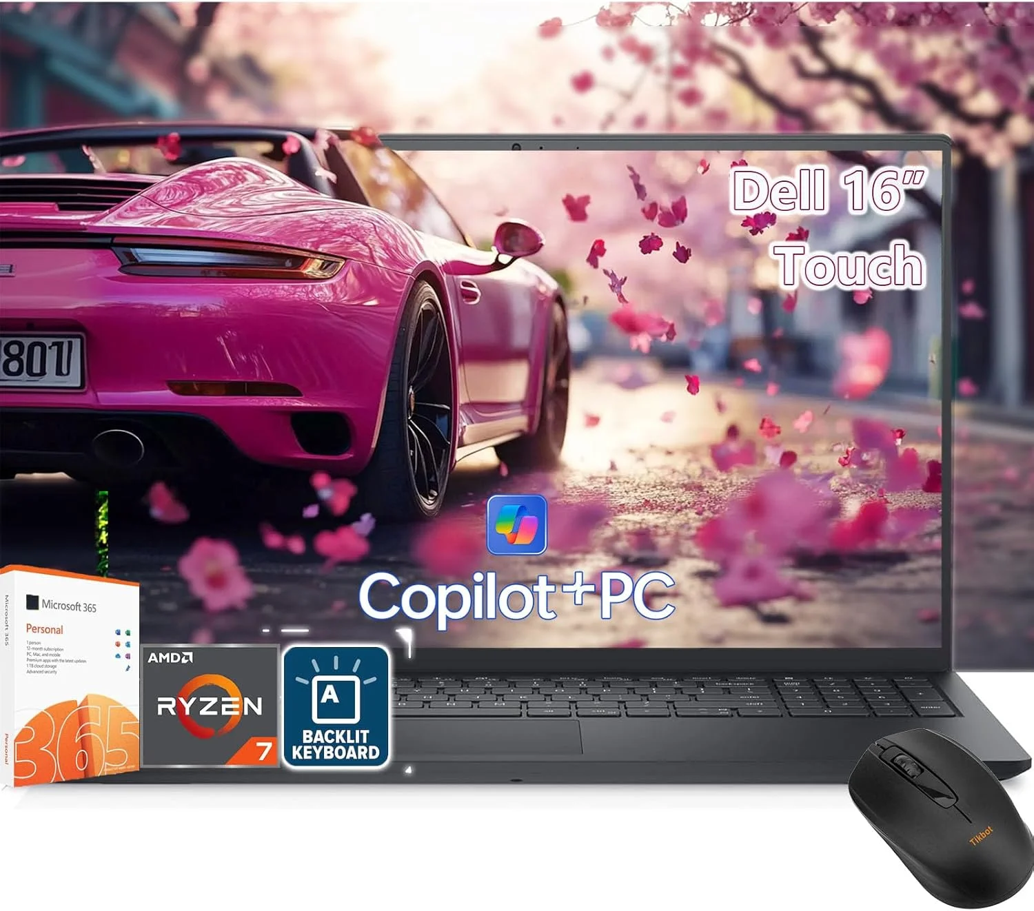 لپ تاپ لمسی 16 اینچی دل - AMD Ryzen 7 250 Beat Ultra 7 155H - صفحه نمایش لمسی 16 اینچی FHD+ - رم 16 گیگابایتی | 1 ترابایت SSD - کیبورد با نور پس زمینه - آفیس 365 - ویندوز 11 - لپ تاپ Copilot Portatil PC - مناسب برای کسب و کار و دانشگاه