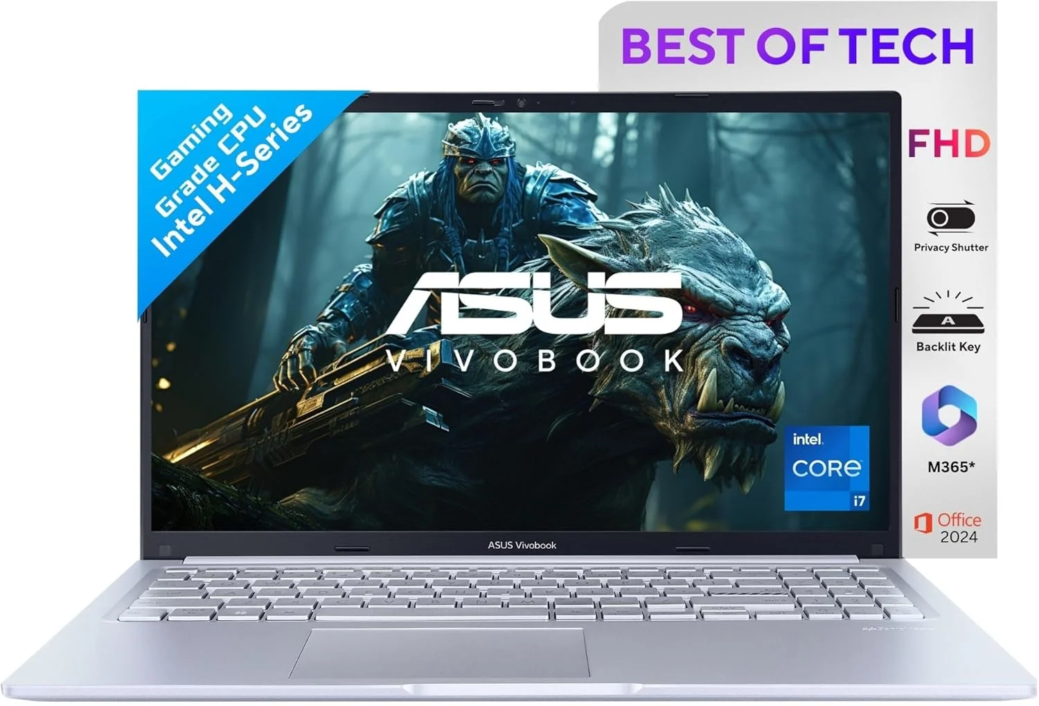 لپ تاپ ASUS Vivobook 16، صفحه نمایش 16 اینچی WUXGA 60 هرتز، پردازنده Intel Core i7-13620H، گرافیک Intel UHD، رم 16 گیگابایتی، SSD 512 گیگابایتی، ویندوز 11، نقره ای خنک، F1605VA-BS74