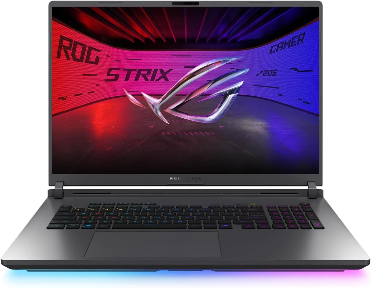 لپ تاپ گیمینگ ایسوس ROG Strix G18، صفحه نمایش 18 اینچی WQXGA 240 هرتز IPS، پردازنده Intel Core Ultra 9 275HX، رم 32 گیگابایتی DDR5، حافظه SSD 2 ترابایتی، کارت گرافیک NVIDIA GeForce RTX 5070 Ti 12 گیگابایتی، کیبورد با نور پس زمینه RGB، ویندوز 11، خاکستری تیره