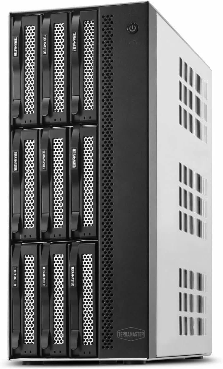 دستگاه ذخیره سازی تحت شبکه TERRAMASTER T9-500 Pro NAS - دارای 9 جایگاه هارد، پردازنده 10 هسته ای Core i7 1255U با 12 رشته پردازشی، 16 گیگابایت رم DDR5، دو پورت 10GbE، عملکرد عالی ذخیره سازی متصل به شبکه برای کسب و کار (بدون هارد)