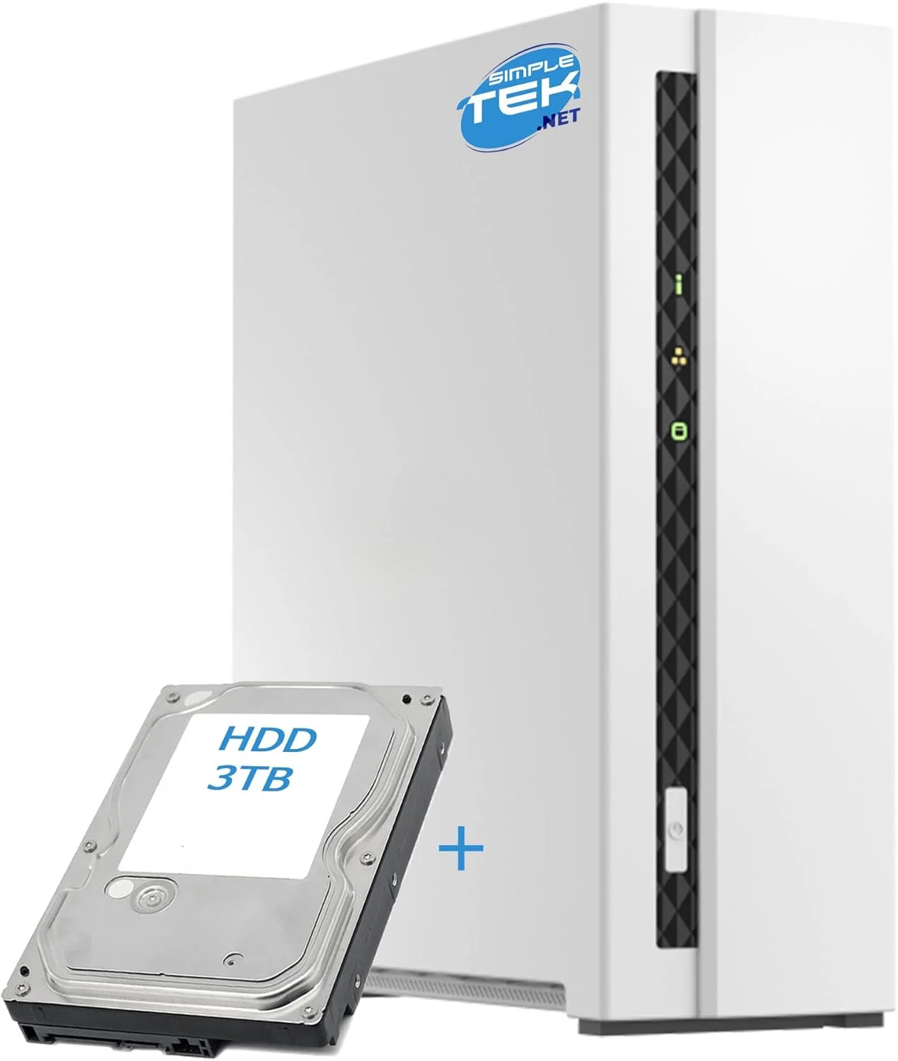 سیستم ذخیره سازی تحت شبکه خانگی SIMPLETEK NAS با 2 گیگابایت رم، 1-Bay با هارد دیسک 3 ترابایتی از پیش نصب شده، USB، گیگابیت LAN (بازسازی شده)