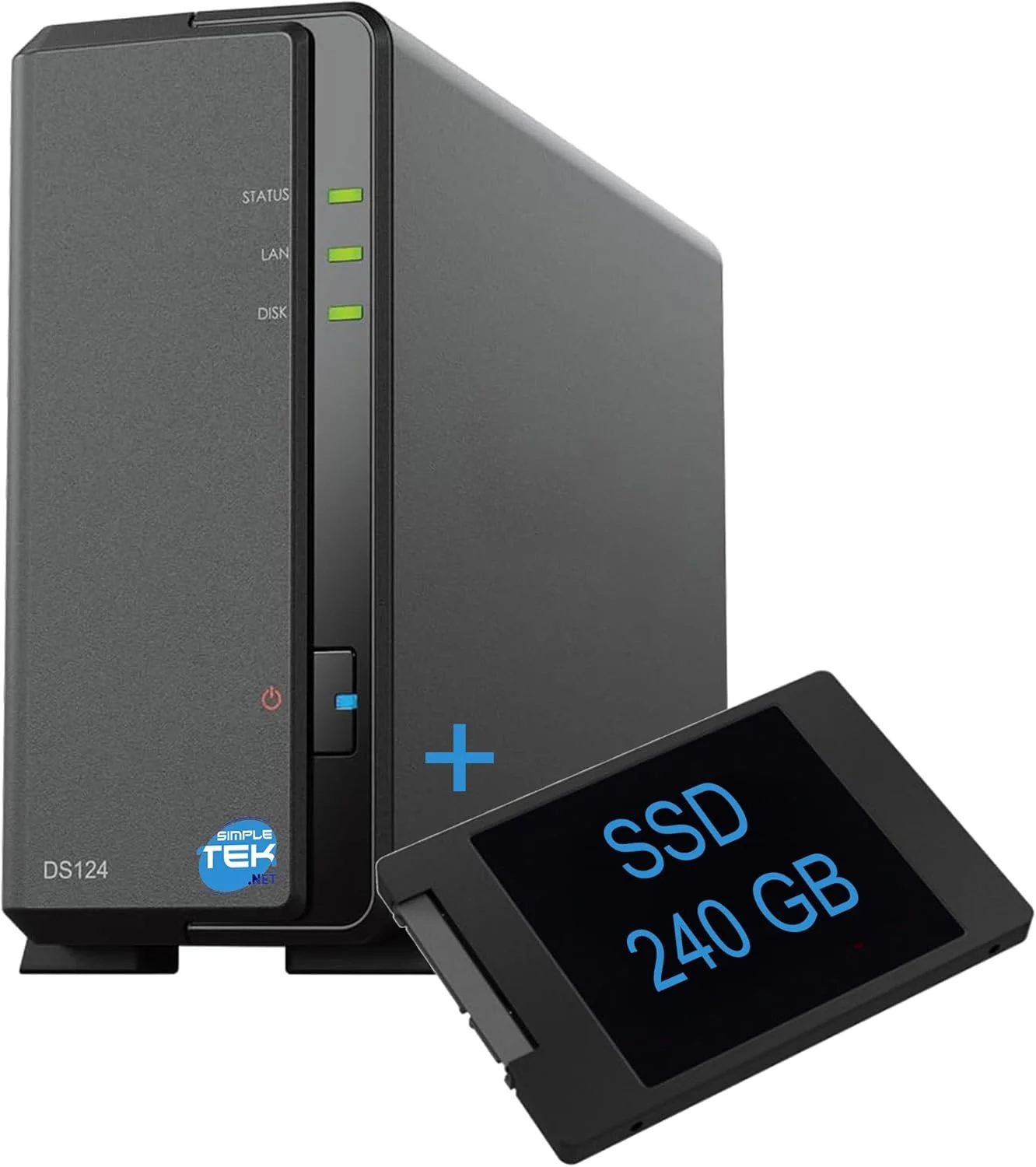 دستگاه ذخیره سازی تحت شبکه یک خلیجی SIMPLETEK با 240 گیگابایت SSD SATA 2.5 اینچی، اترنت گیگابیتی، 1 گیگابایت رم، USB 3.2 - مشکی