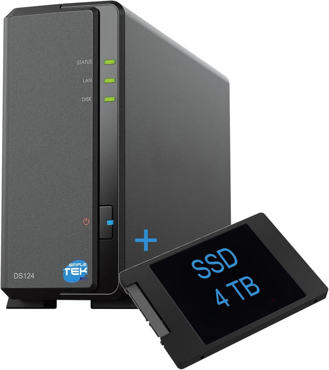 دستگاه ذخیره سازی تحت شبکه یک خلیجی SIMPLETEK با 4 ترابایت حافظه SSD SATA 3.5 اینچی، گیگابیت اترنت، 1 گیگابایت رم، USB 3.2 - مشکی