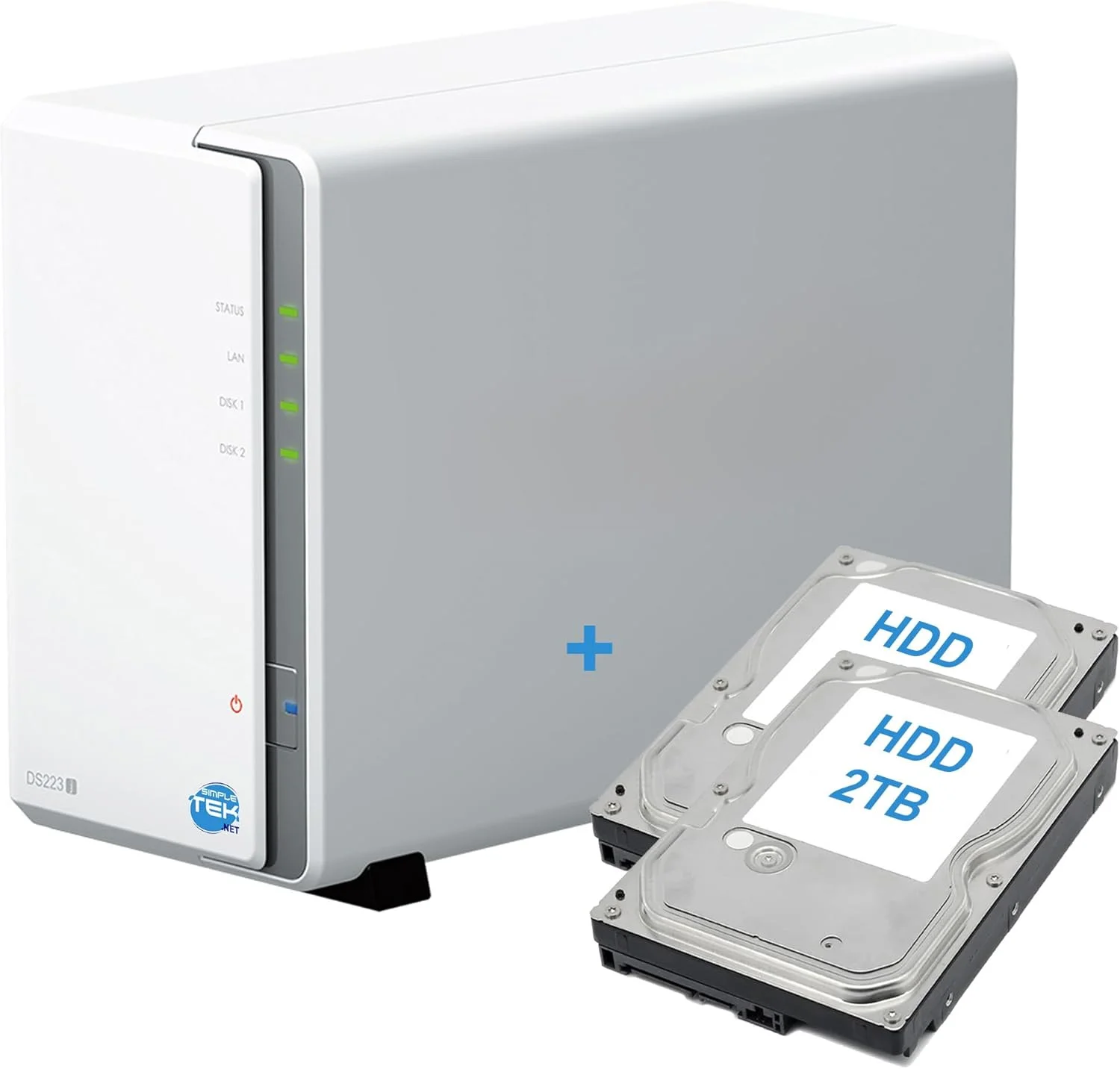 دستگاه ذخیره سازی تحت شبکه 2 بی SIMPLETEK با هارد دیسک 4 ترابایتی از پیش نصب شده (2x2TB)، سازگار با اترنت گیگابیتی LAN - سفید
