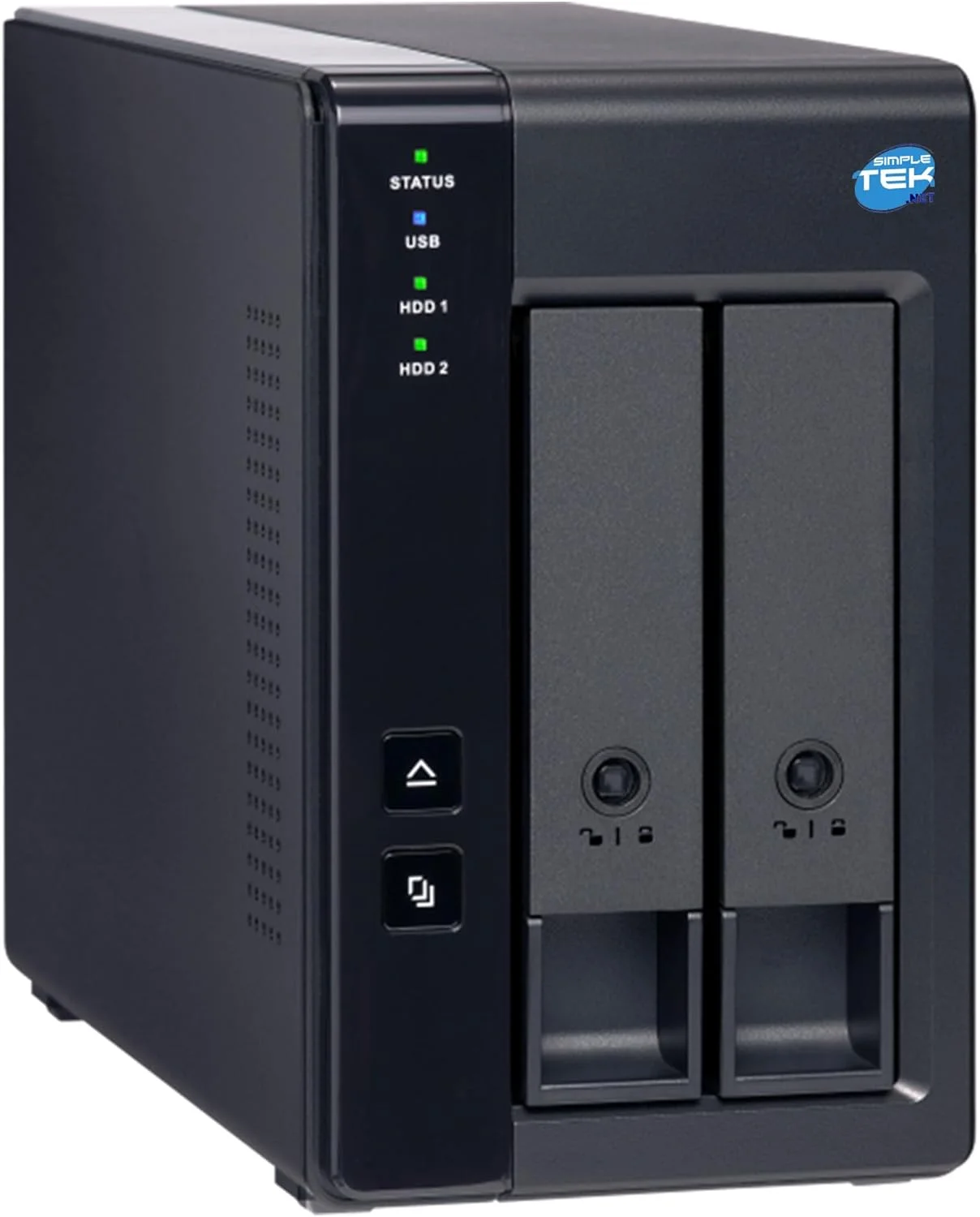 SIMPLETEK - DAS اکسترنال USB-C 3.2 با 2 جایگاه SATA 3.5 اینچی/2.5 اینچی، از قبل با 4 ترابایت هارد دیسک (2x2TB) نصب شده، سازگار با HDD/SSD - مشکی