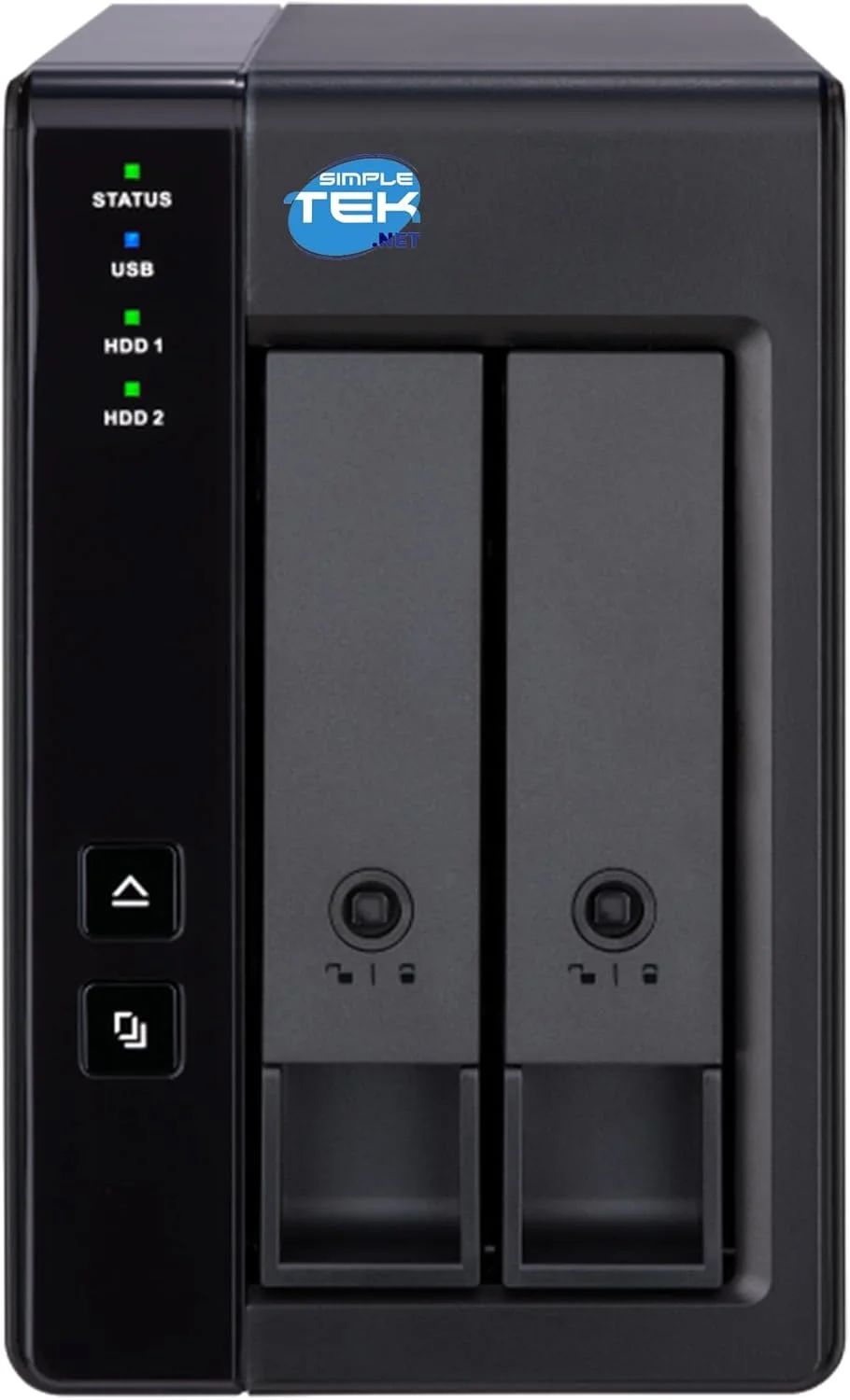 SIMPLETEK - DAS اکسترنال USB-C 3.2 با دو جایگاه SATA 3.5/2.5 اینچی، با هارد دیسک 2 ترابایتی (2x1TB) از پیش نصب شده، سازگار با HDD/SSD - (بازسازی شده)