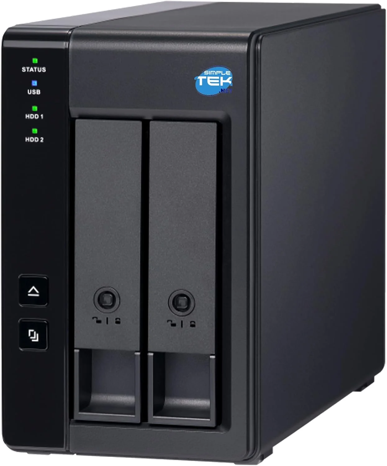 SIMPLETEK - DAS اکسترنال USB-C 3.2 با 2 جایگاه SATA 3.5/2.5 اینچی، پشتیبانی از RAID سخت افزاری و نرم افزاری، سازگار با HDD/SSD – مشکی