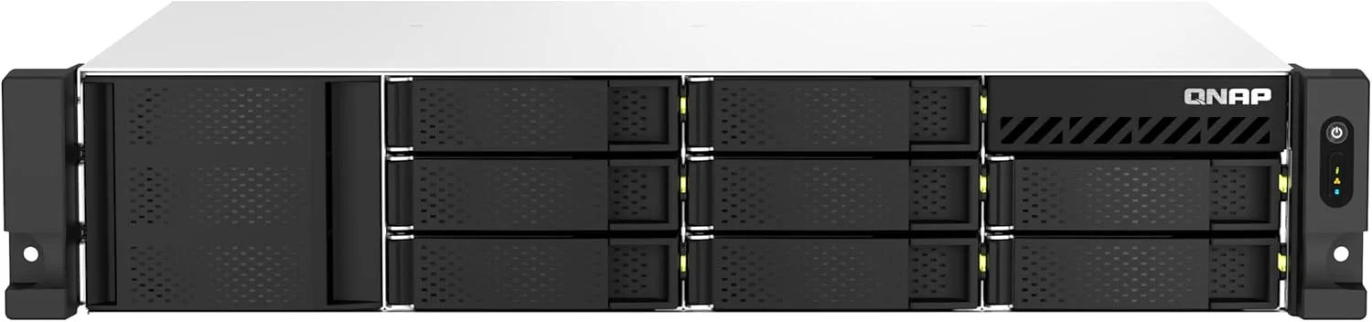 QNAP TS-864eU-RP-8G-US NAS رک مونت 8 بی با سرعت بالا و عمق کم با پورت دوگانه 2.5GbE، پردازنده Intel Celeron، حافظه 8 گیگابایتی DDR4 و اتصال شبکه 2.5GbE (2.5G/1G/100M) (بدون دیسک)