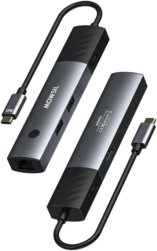 هاب USB-C موسیل 6 در 1 با سوئیچ HDMI، شارژ 100 واتی PD، آداپتور Type-c به HDMI 4K@30Hz، آداپتور هاب USB-C چند پورت
