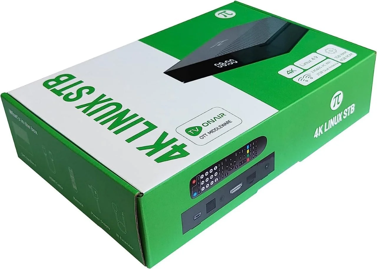 دستگاه لینوکس STB 4K (ارتقا یافته) مدل Pi Plus با وای فای دو بانده 5G، شبکه گیگابیتی، 1 گیگابایت رم و 8 گیگابایت حافظه - بهتر از mag 540w3 و mag 544w3