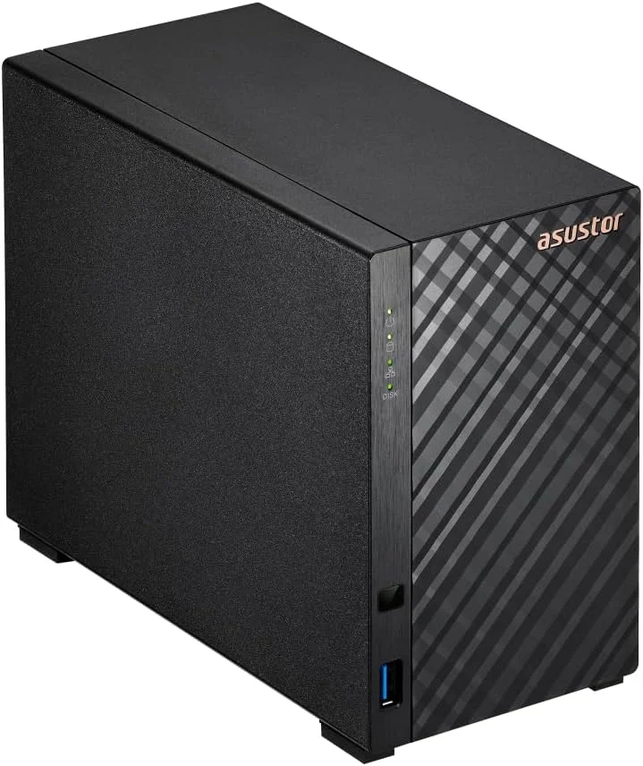 Asustor Drivestor 2 Gen 2 AS1202T، NAS دو محفظه، پردازنده چهار هسته ای 1.7 گیگاهرتز، پورت 2.5GbE، رم 1 گیگابایتی DDR4، 3 پورت USB 3.0، ذخیره ساز متصل به شبکه برای پشتیبان گیری ابری شخصی و خانگی (بدون دیسک)