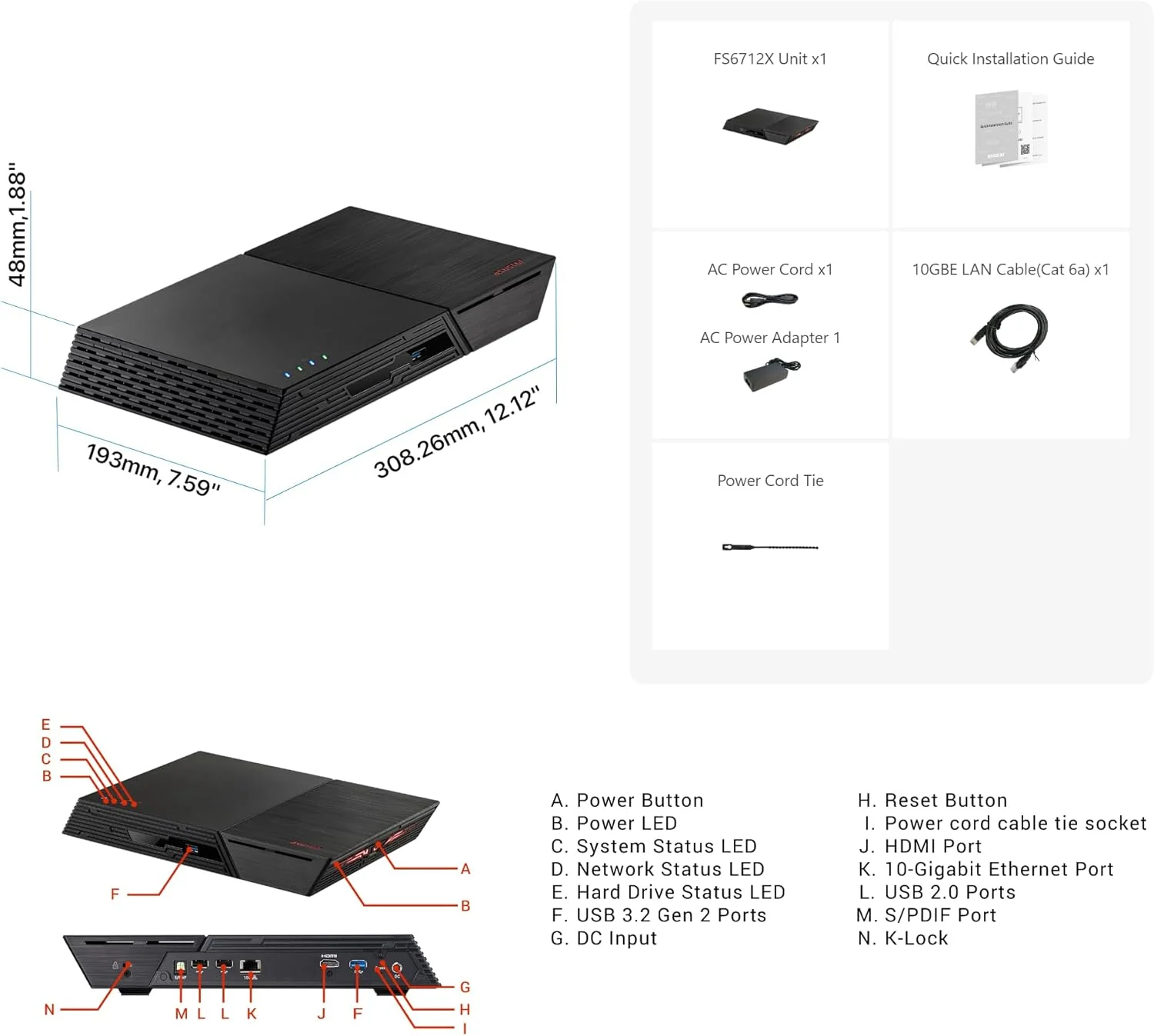محفظه ذخیره سازی تحت شبکه Asustor Flashstor 12 Pro FS6712X - دارای ۱۲ جایگاه M.2 SSD، پردازنده چهار هسته ای ۲.۰ گیگاهرتز، پورت 10GbE، رم ۴ گیگابایتی DDR4 (بدون دیسک)