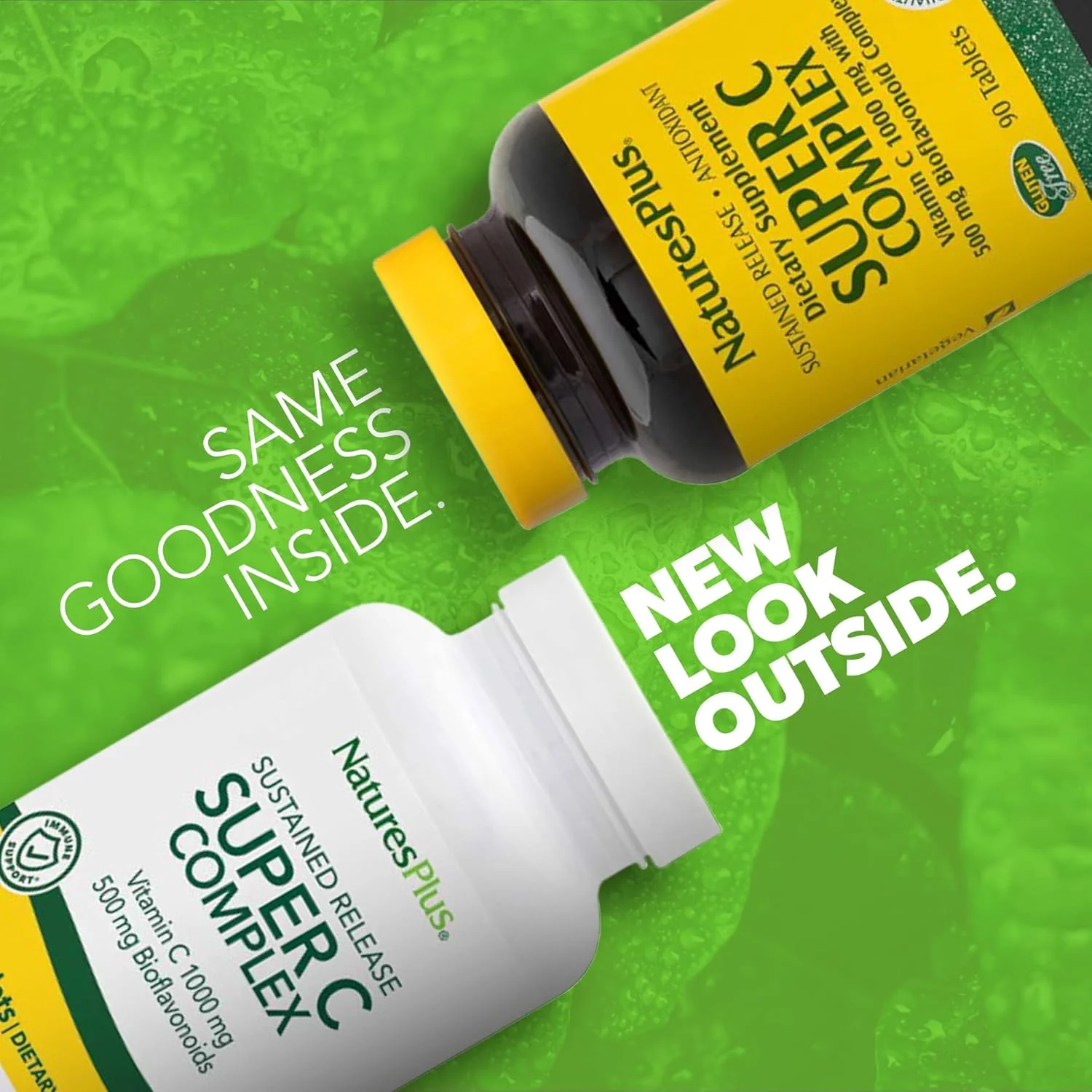 Nature's Plus سوپر سی کمپلکس رهش مداوم، 90 قرص - حاوی 1000 میلی گرم ویتامین C و 500 میلی گرم بیوفلاونوئیدها، مناسب برای گیاهخواران، بدون گلوتن