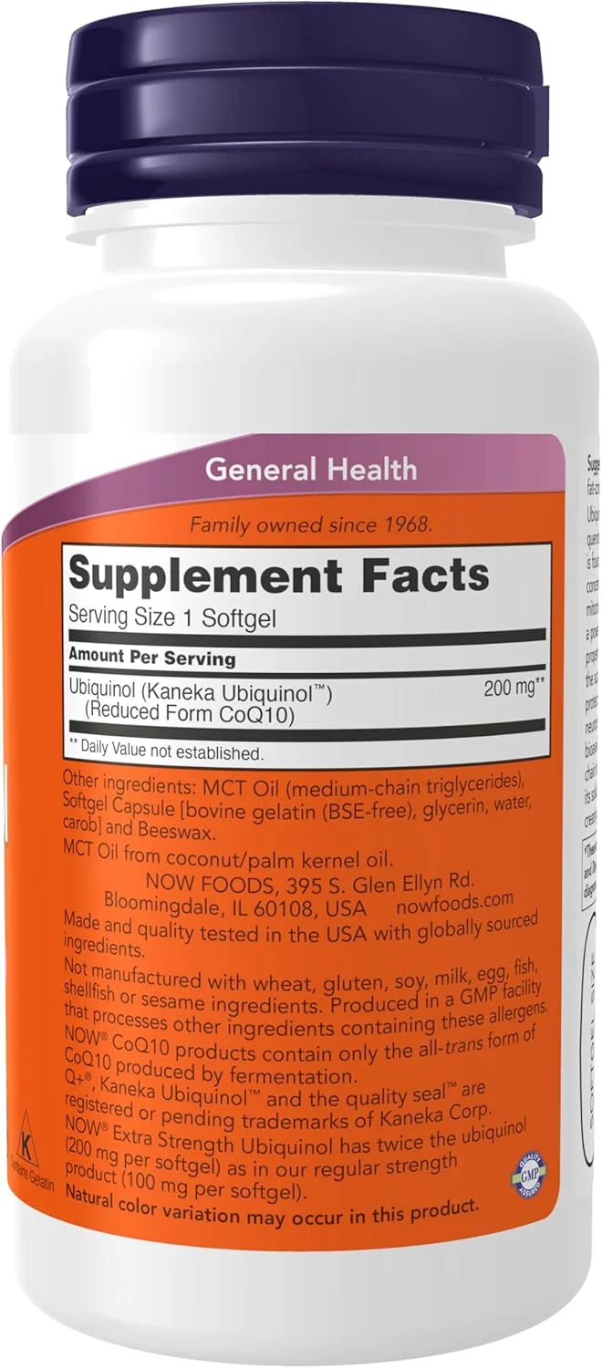 Now Foods یوبیکوئینول 200 میلی گرم، قدرت مضاعف، 60 سافت ژل