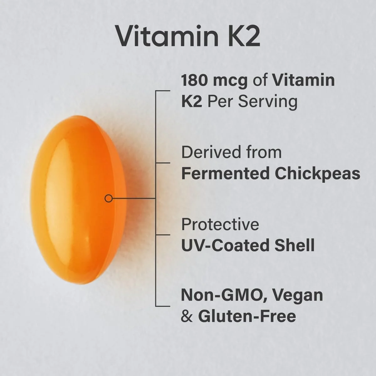 ویتامین K2 MK7 اسپورتس ریسرچ 180 میکروگرم با روغن نارگیل - 60 سافت ژل گیاهی - دارای گواهی وگان، تاییدیه غیر تراریخته و بدون گلوتن