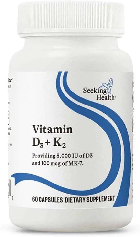 ویتامین D3 + K2 برای سلامتی سیستم ایمنی و استخوان - حاوی ویتامین D3 (کوله کلسیفرول) و ویتامین K2 (مناکینون-7) - مکمل گیاهی ویتامین D و K - 60 کپسول