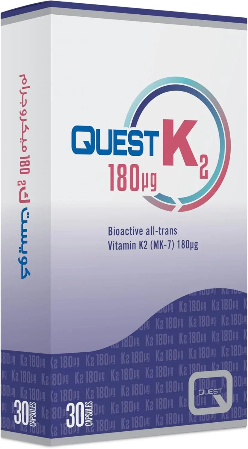 کپسول ویتامین K2 کوئست K2 حاوی 180 میکروگرم، 30 عدد