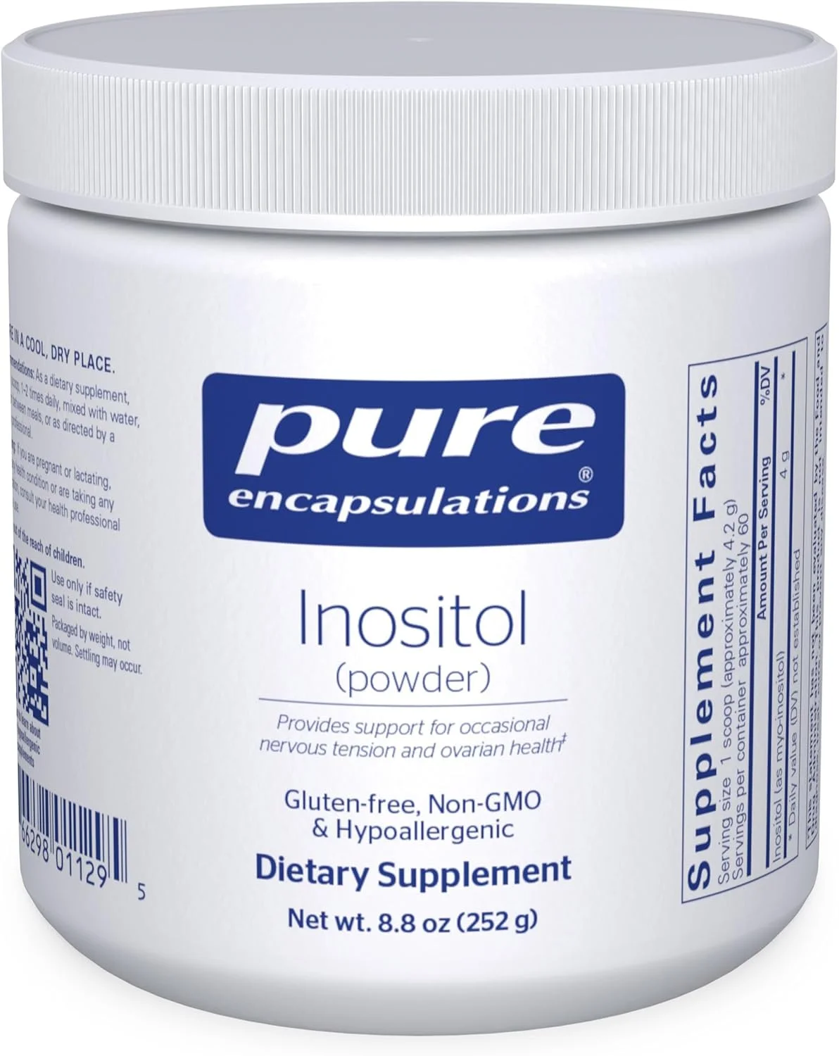 پودر اینوزیتول Pure Encapsulations، 252 گرم - مکمل ضد آلرژی - بدون گلوتن - غیر GMO - مناسب برای گیاهخواران