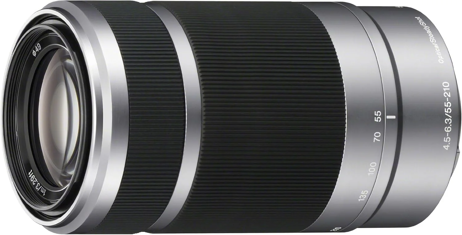 لنز نقره ای سونی E 55-210mm F4.5-6.3 OSS برای دوربین های Sony E-Mount (بازسازی شده تایید شده)