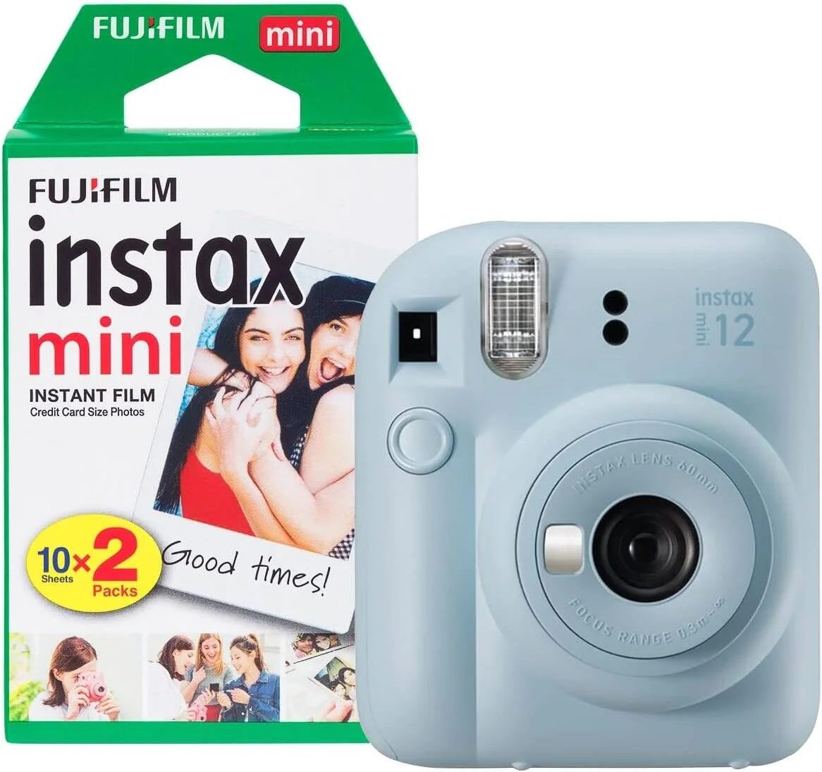 دوربین فوری فوجی‌فیلم Instax Mini 12 به همراه بسته فیلم 20 عددی - آبی پاستلی