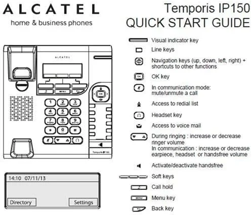 تلفن رومیزی ویپ آلکاتل Temporis IP150 m، بدون PoE، با منبع تغذیه (مشکی) - تصویر 2