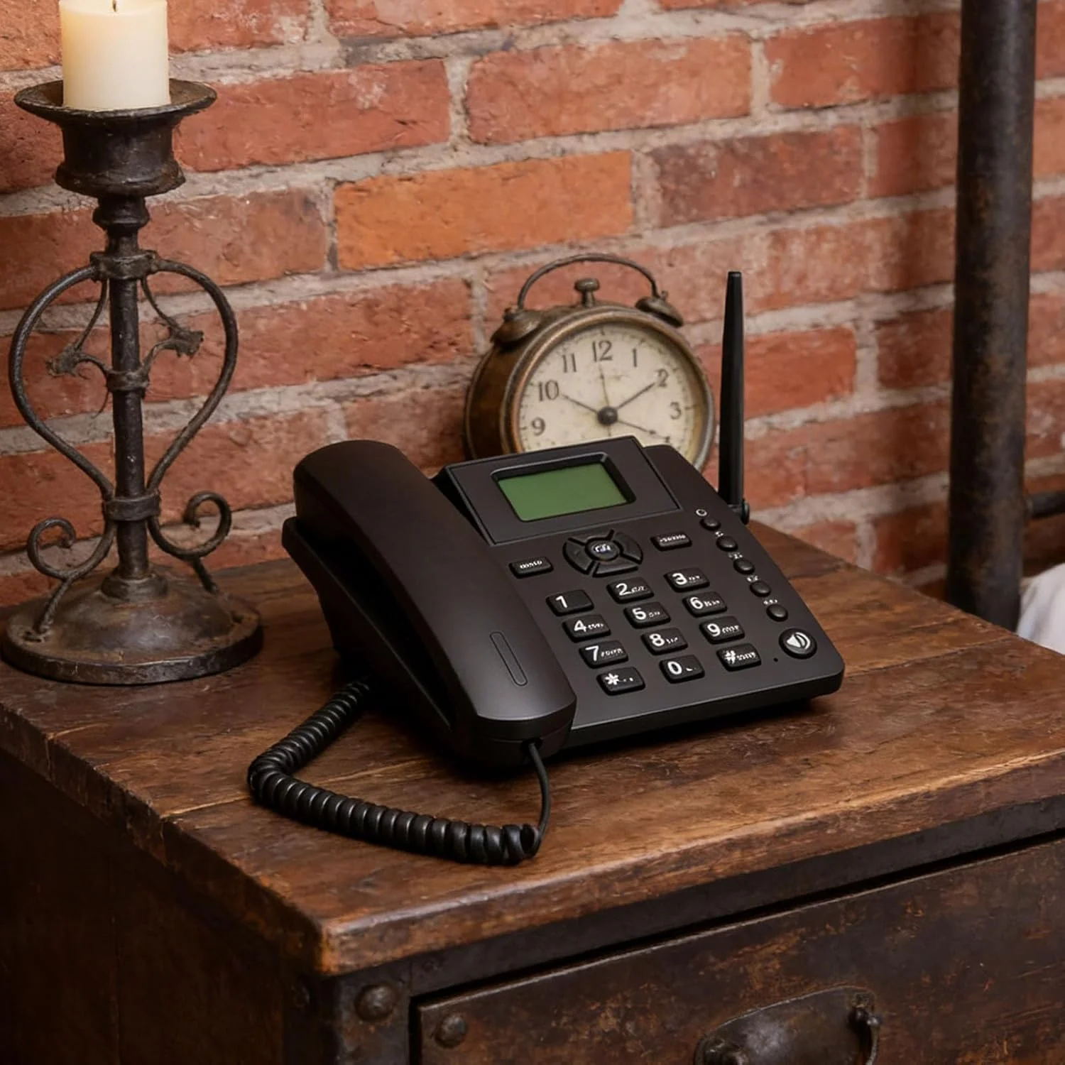 تلفن رومیزی بی سیم GSM مدل Asixxsix، چهاربانده دو سیم کارته 2G، تلفن ثابت بی سیم با رادیو و ساعت زنگ دار، شماره گیری با یک لمس، پشتیبانی تا 128 گیگابایت، برای منزل، هتل، مرکز تماس
